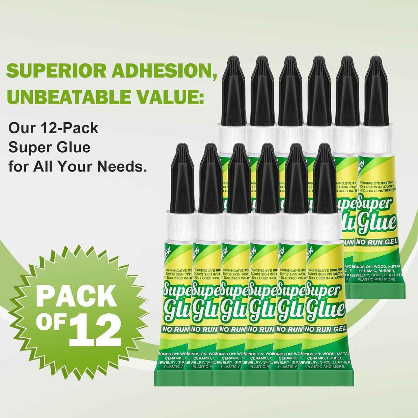 Super Glue Gel Clear 3 Gram (Pack of 12) for Plastic Metal & Wood – Instant CA Adhesive All Purpose Multipack, Cyanoacrylate Glue for Ceramic 3D Printing Shoe Crafts, Strong Bonding Single Use Minis
