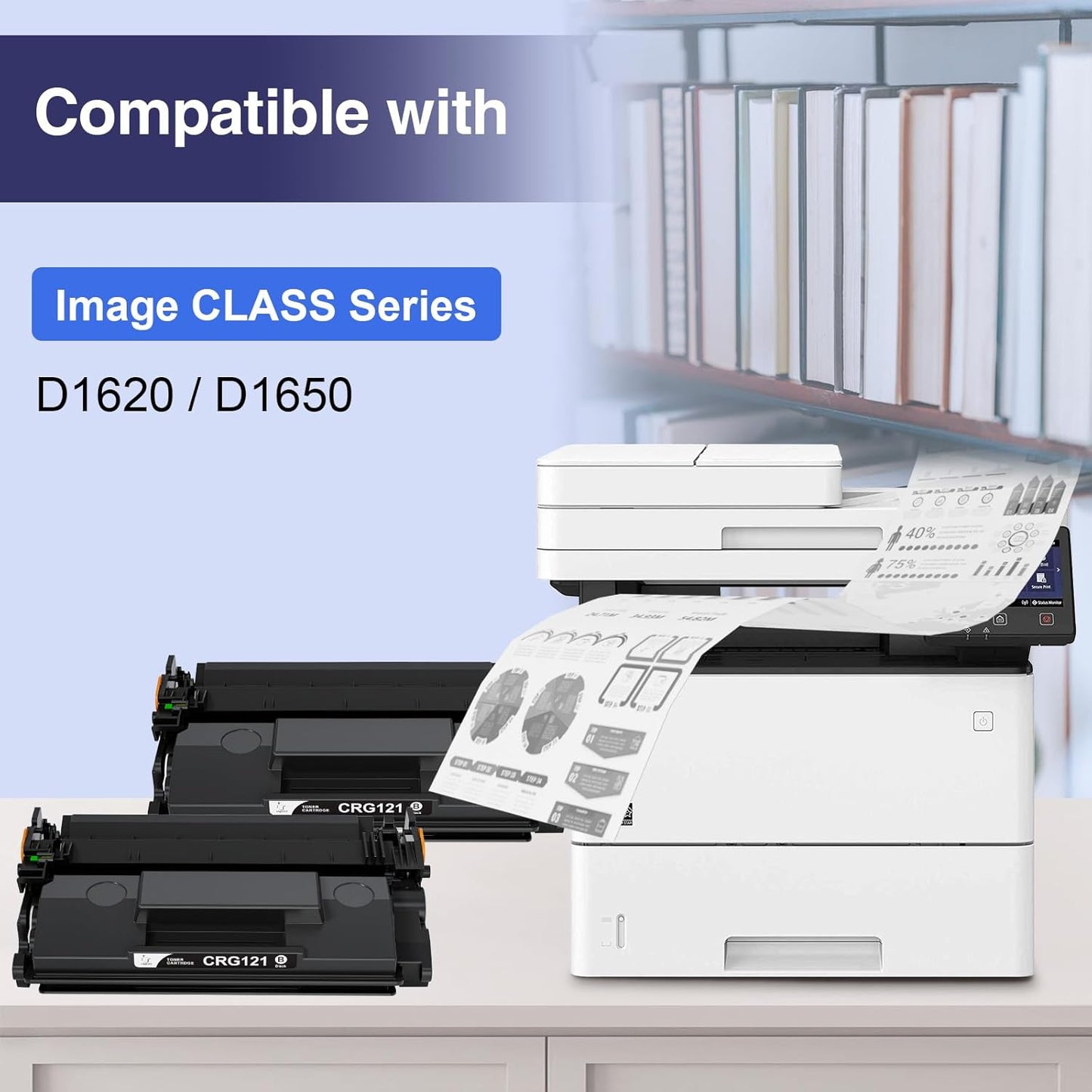 CRG-121 Black Toner Cartridge Compatible Replacement for Canon 121 Black Toner Cartridge High Yield, CRG-121 CRG121 Toner Works with Canon imageCLASS D1650 D1620 1620 1650 Printer (Black, 2-Pack)