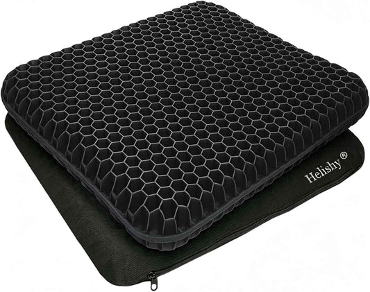 Egg Gel Seat Cushion, Breathable Gel Cushion Chair Pads with Non-Slip Cover for Home Office Car Wheelchair, Honeycomb Design Egg Seat Cushion As Seen On TV (Black)