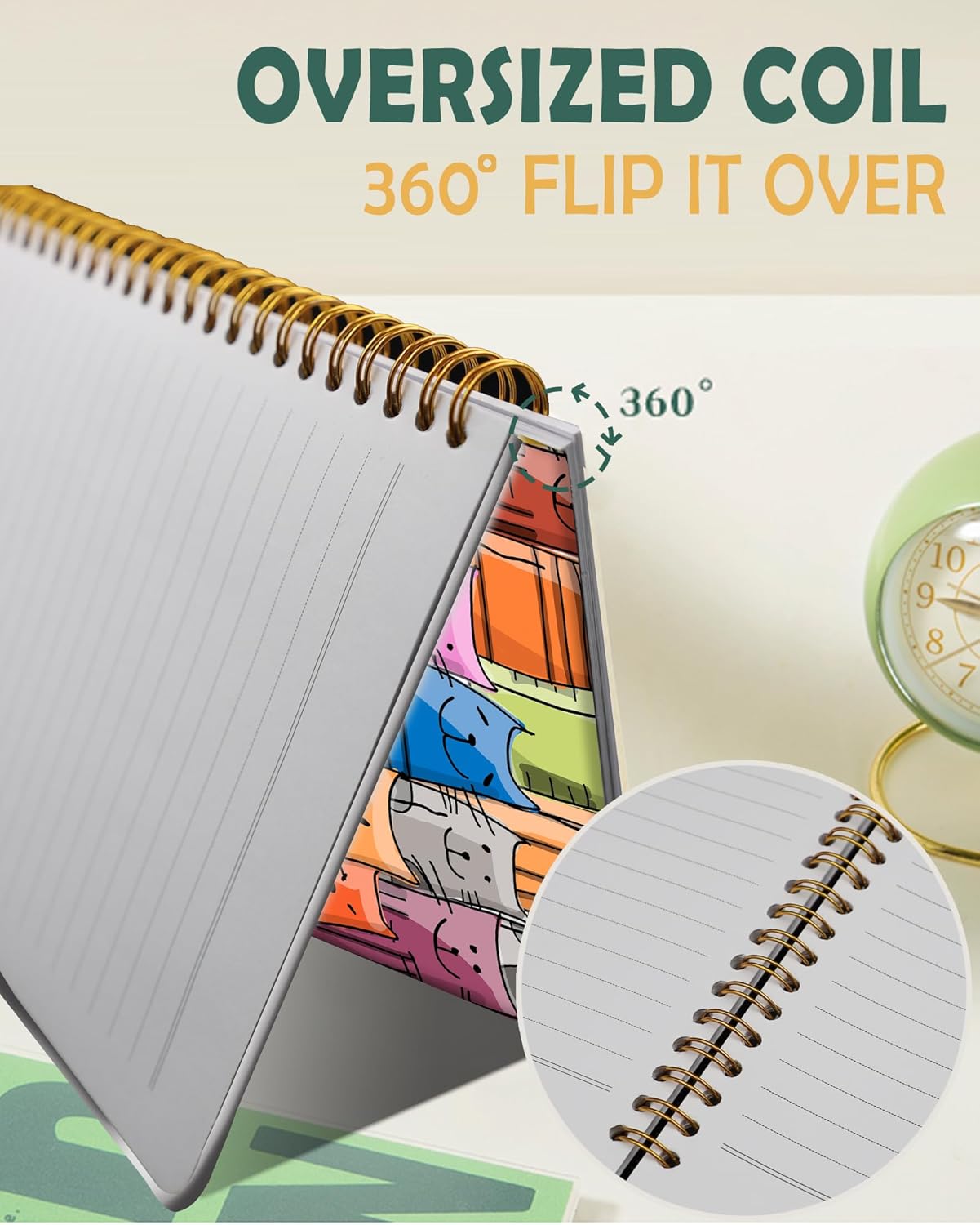 Ruled Spiral Writing Notebook,A5 Hardcover Lined College Journal for Women Lady,Fashion Puppy Watercolor Strong Twin-Wire Binding with Premium Paper,8.4" X 6",Perfect for School,Office,Home Gifts(Funny Cats)