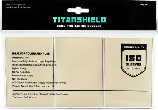 TitanShield Premium Ivory 150 Sleeves Standard Size Board Game Trading Card Sleeves Deck Protector for Magic The Gathering MTG, Baseball Collection, Dropmix