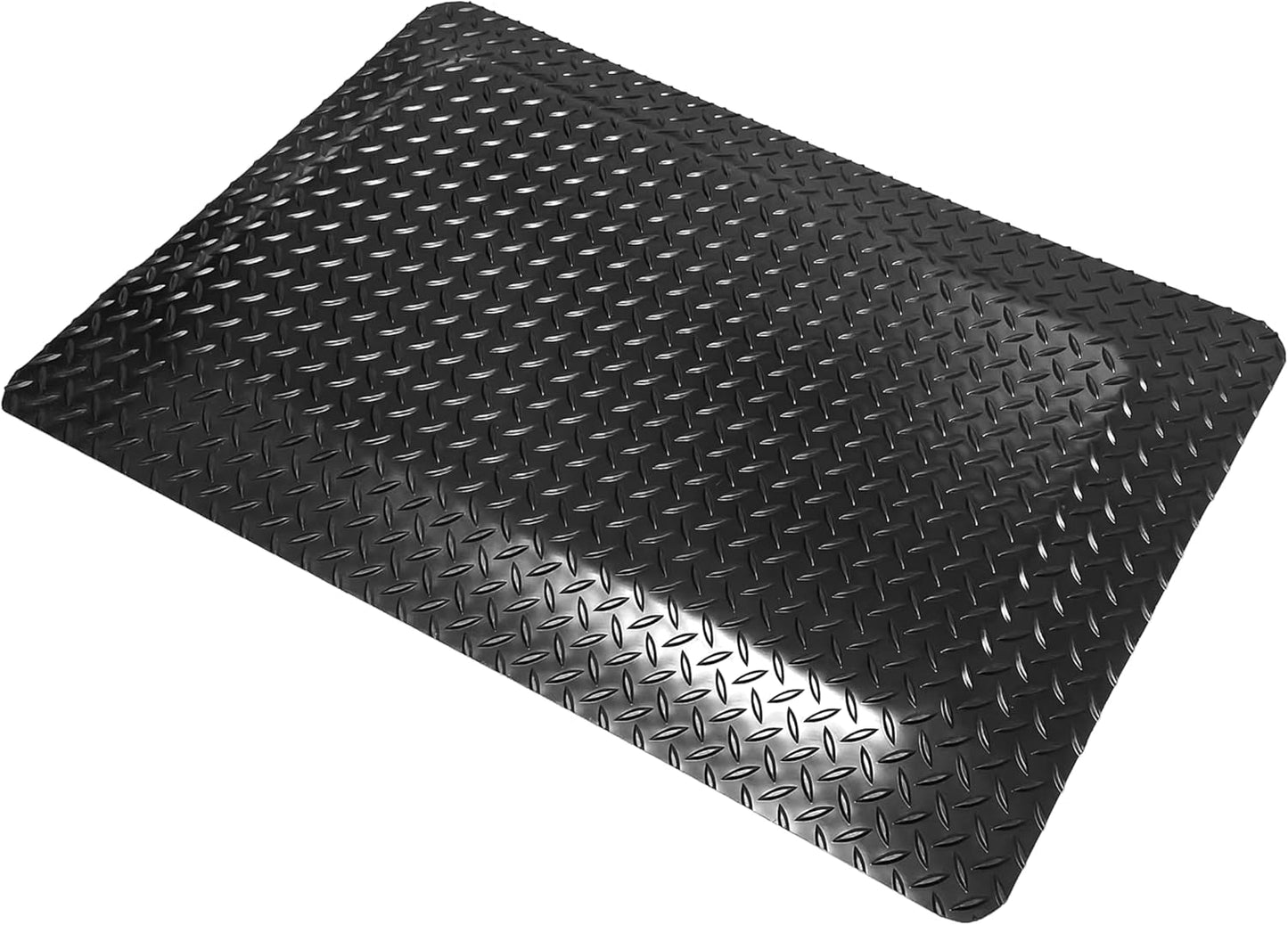 American Classic Diamond Plate Anti-Fatigue Black Mat, Industrial Ergonomic Comfort Standing Mat for Work, Home, Garage, Office, 1" Thick, Free 16" x 18" x 0.75" Knee Pad, Made in USA (3'×12')