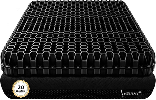20" Gel Seat Cushion for Long Sitting Pressure Relief - Jumbo & Thick Gel Cushions for Office Chairs - Tailbone Pain Relief Cushion, Sciatica & Back Support, Wheelchair Cushions & Car Seat Cushion