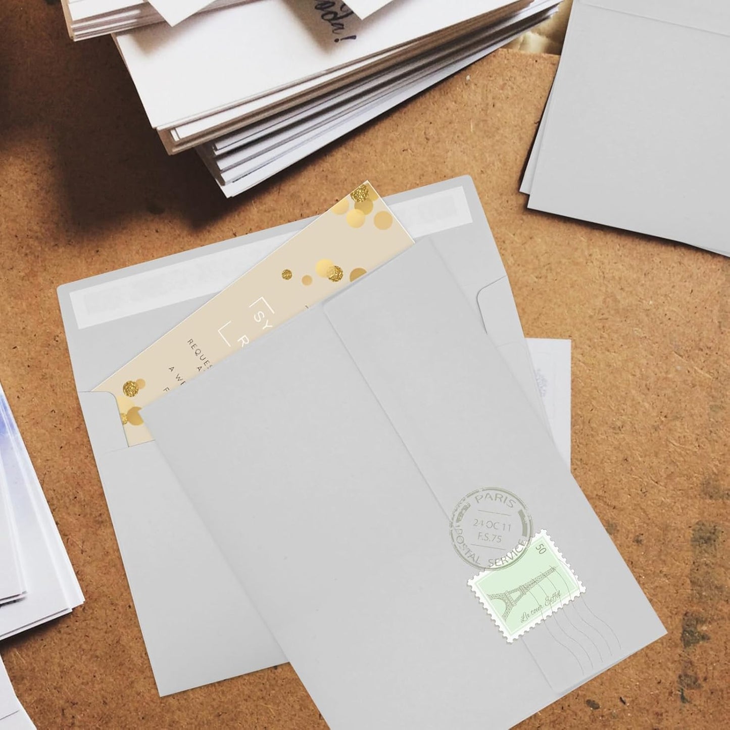 50 Packs 5x7 Dark Gray Envelope, Gray Envelopes 5x7, Dark Gray Invitation Envelope, Envelopes Self Seal for Weddings, Invitations, Photos, Greeting Cards, Mailing (Light grey) - Lumora Desk