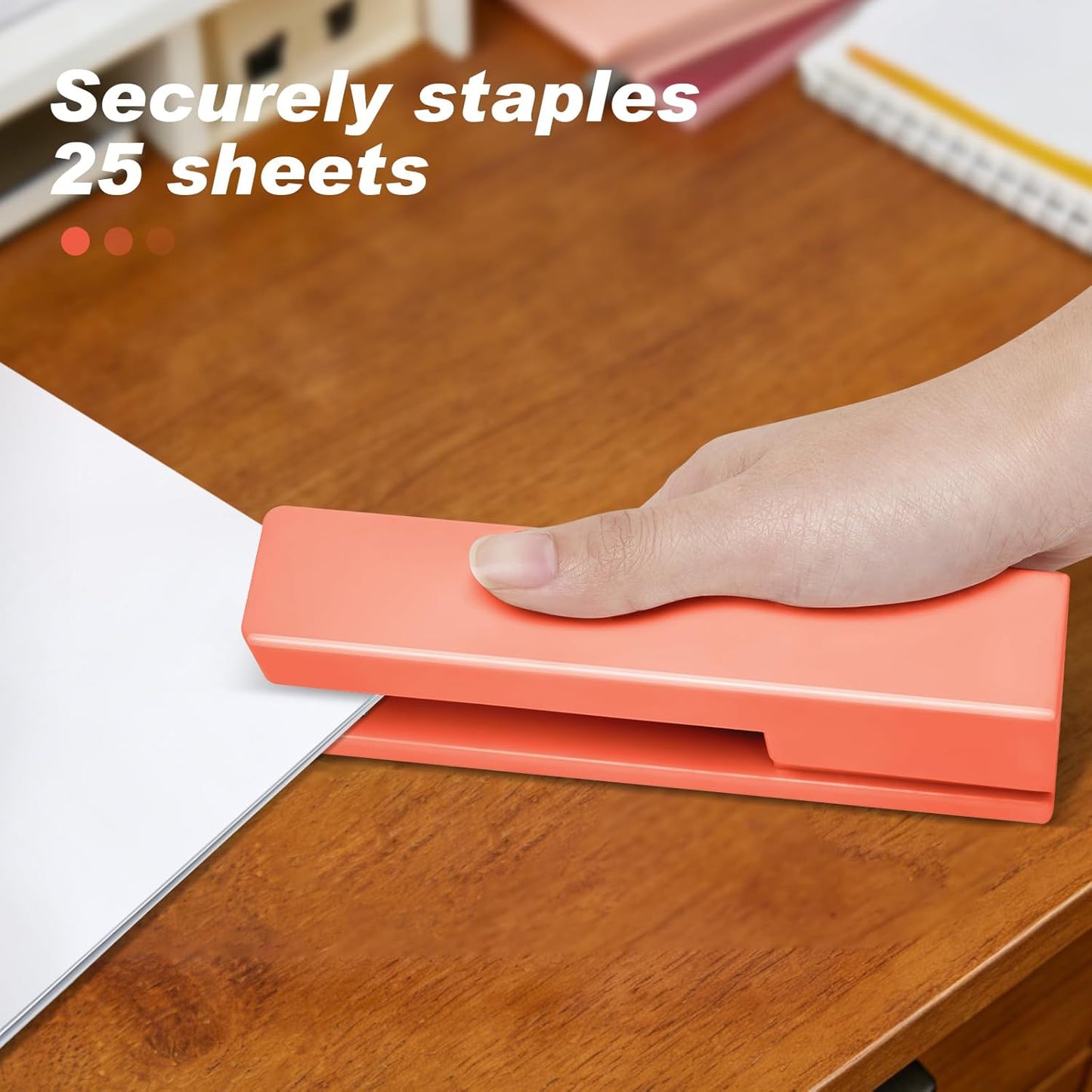Office Desktop Stapler - 25 Sheet Capacity with 830 Staples and Staple Remover,Staplers for Desk,Non-Slip for School, Home, Orange