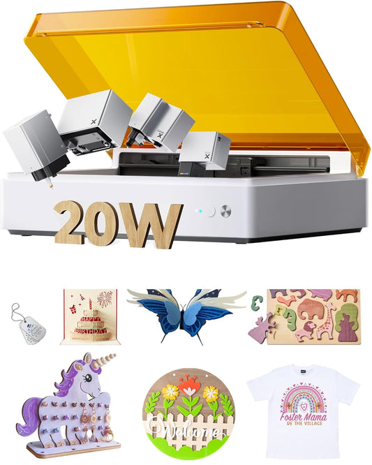 xTool M1 Ultra Laser Engraving Machine, 4-in-1 Craft Machine with 20W Laser Engraver, Inkjet Printing, Blade Cutting, Pen Drawing, Support Rotary Engraving on Tumblers - Basic Bundle