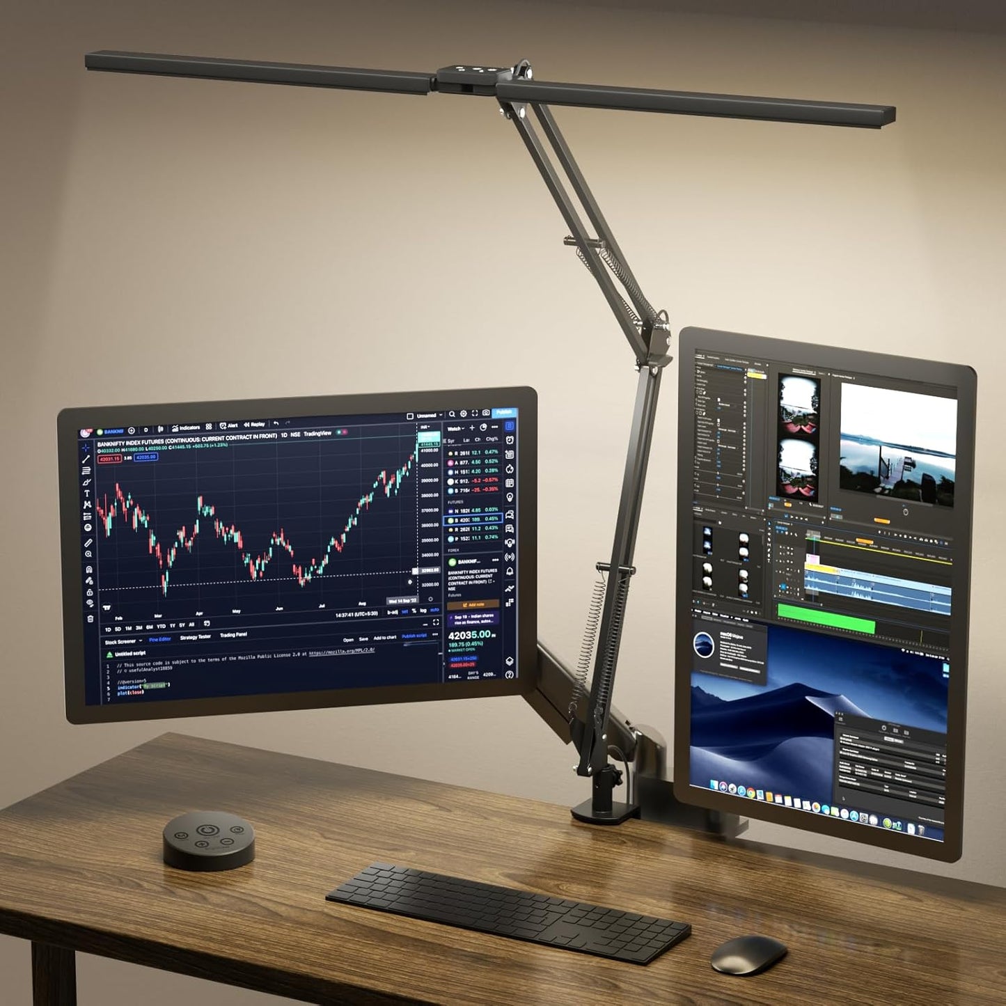 SKYLEO Led Desk Lamp for Home Office - 2400LM Ultra Bright Desk Light -Eye Caring Desk Lamp with Clamp - Adjustable Office Lamp with Remote Control- Easy Installation - 24W Black - Lumora Desk