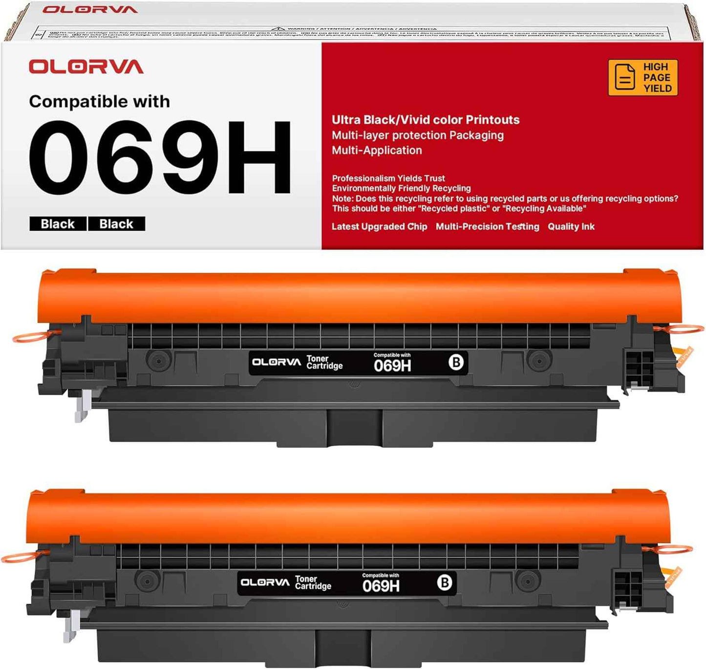 069H Black Toner Cartridges High Yield with Chip: Replacement for Canon 069 069H, Works with Canon Color ImageCLASS Mf753cdw MF751Cdw MF752Cdw LBP674Cdw MF752Cdw MF756Cx LBP673Cdw Printer (2 Pack)
