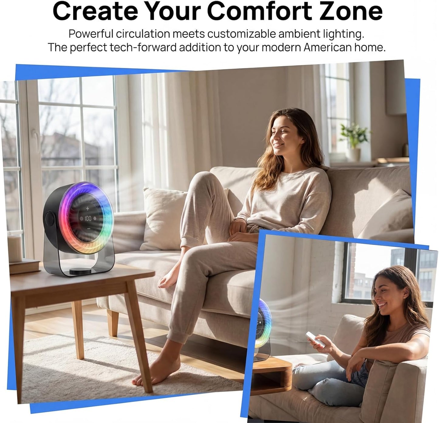 Desk Fans for Bedroom,Portable Colored LED Light 100 Speed Digital Display USB Rechargeable Table Fan,Quiet Wall-Mounted Desk Fan for Home Office Bedroom Camping Traveling(Black)