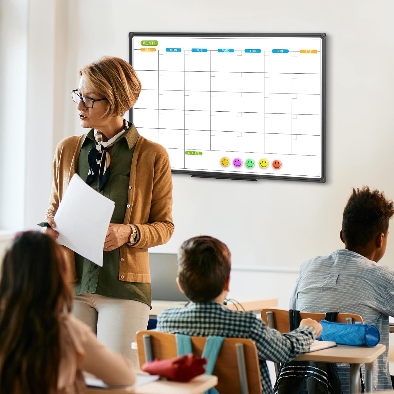 JILoffice Dry Erase Calendar Whiteboard - Magnetic White Board Calendar Monthly 36 X 24 Inch, Black Aluminum Frame Wall Mounted Board for Office Home and School - Lumora Desk