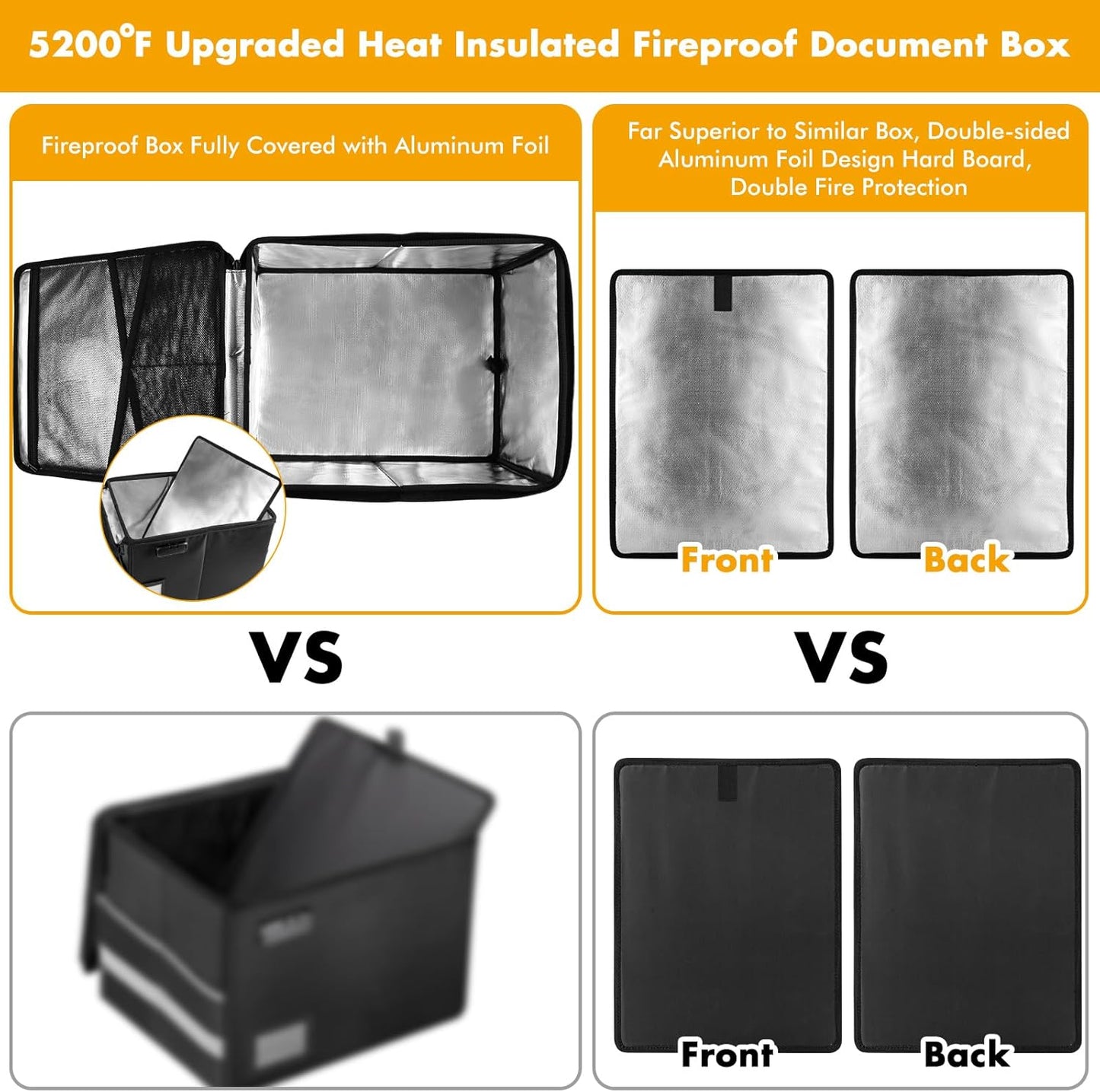 TOMKID 5200°F Fireproof Document Box, Fire Important Document Organizer with Lock, Upgraded Heat Insulated Filing Storage Cabinet Office Organization (5200°F Fireproof Box, Blue)