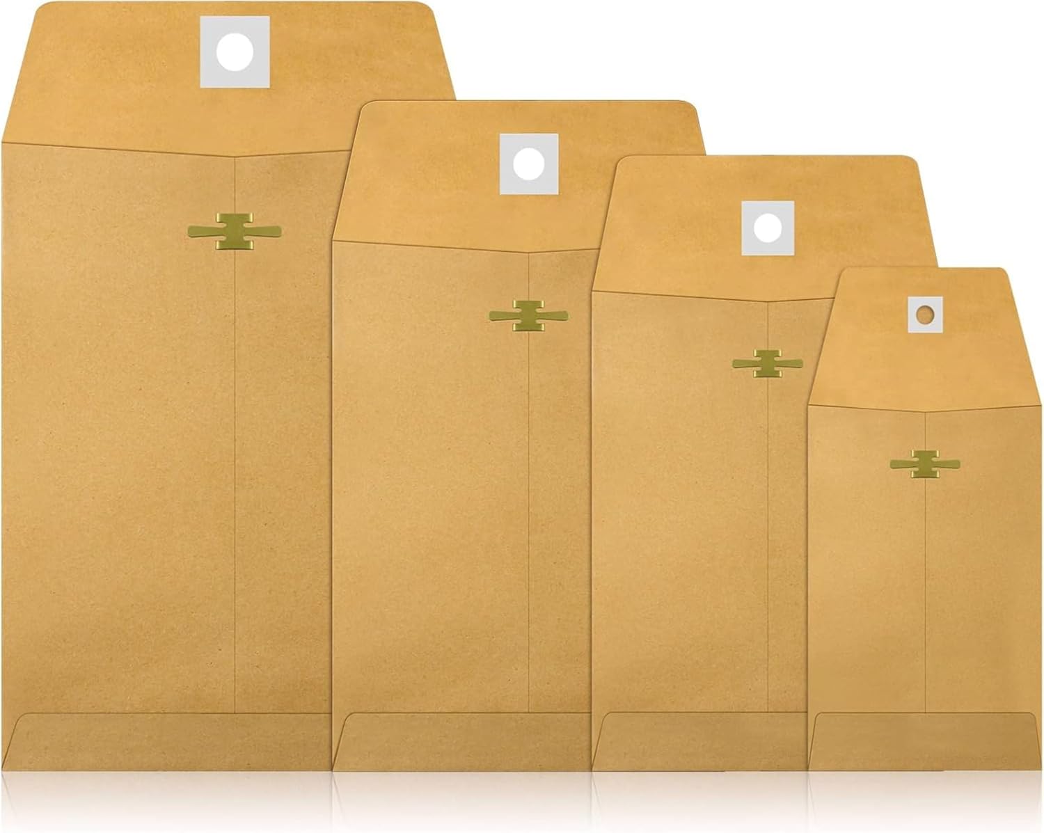 Frienda 4 Sizes Clasp Envelopes Kraft Paper Catalog Clasp Envelope with Closure for Filing, Storing or Mailing Documents, 50 Pieces (6 x 9 In, 9 x 12 In, 10 x 13 In, 12 x 15.5 In,Brown) - Lumora Desk
