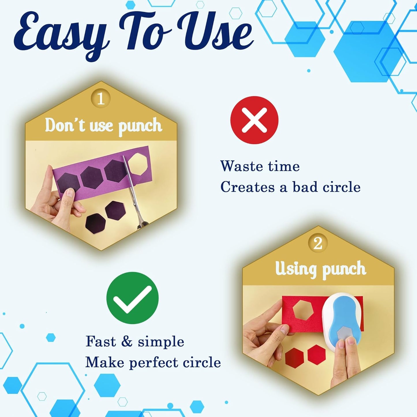 Hexagon Hole Punch for Craft - 1-Inch Paper Punch Shapes, Tool for Scrapbook, Festival Cards, DIY Arts
