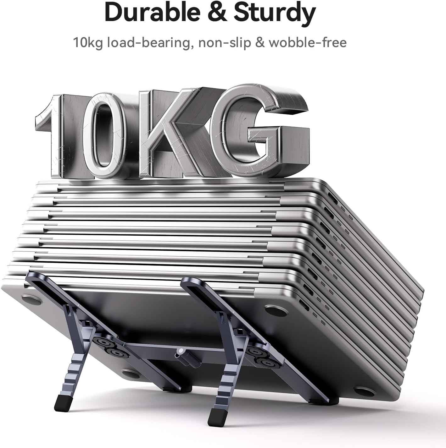 ICE COOREL Portable Laptop Stand, Foldable Laptop Riser for Desk, 6-Level Adjustable Ergonomic Computer Stand, Premium Aluminum Alloy Notebook Holder Compatible with 10-17 Inch Laptops & Tablets