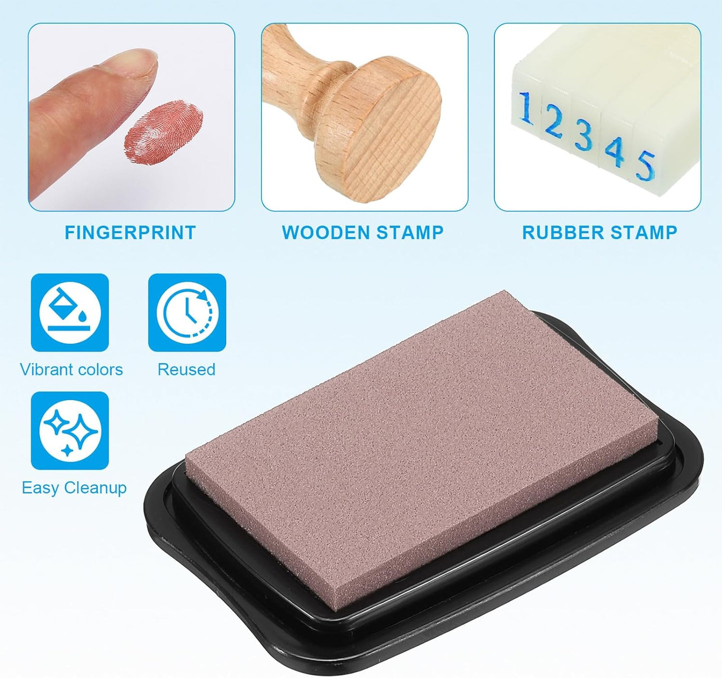 PATIKIL 3"x2" Large Stamp Pad, 2Pcs Washable Craft Ink Pad for Rubber Stamp Card Making Stamping Scrapbook Fingerprint Handprint, Brown/Black