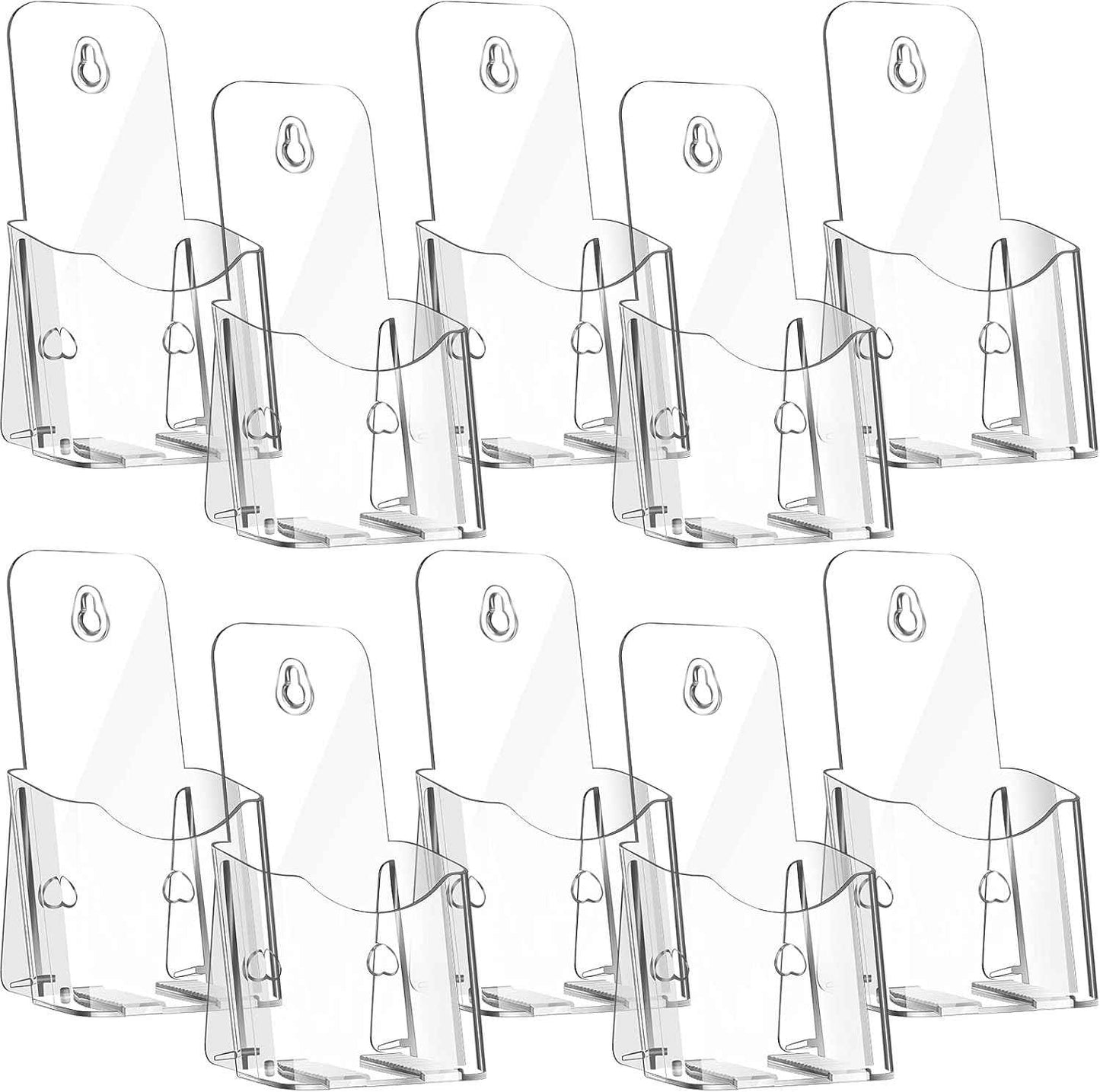 10 Pieces Acrylic Brochure Holder Stand Pamphlet Holder 4 x 7.9 Inches Clear Literature Display Rack Plastic Flyer Display Stand for Vendors, Brochure, Trifold, Magazine, Pamphlet, Booklets, Menu