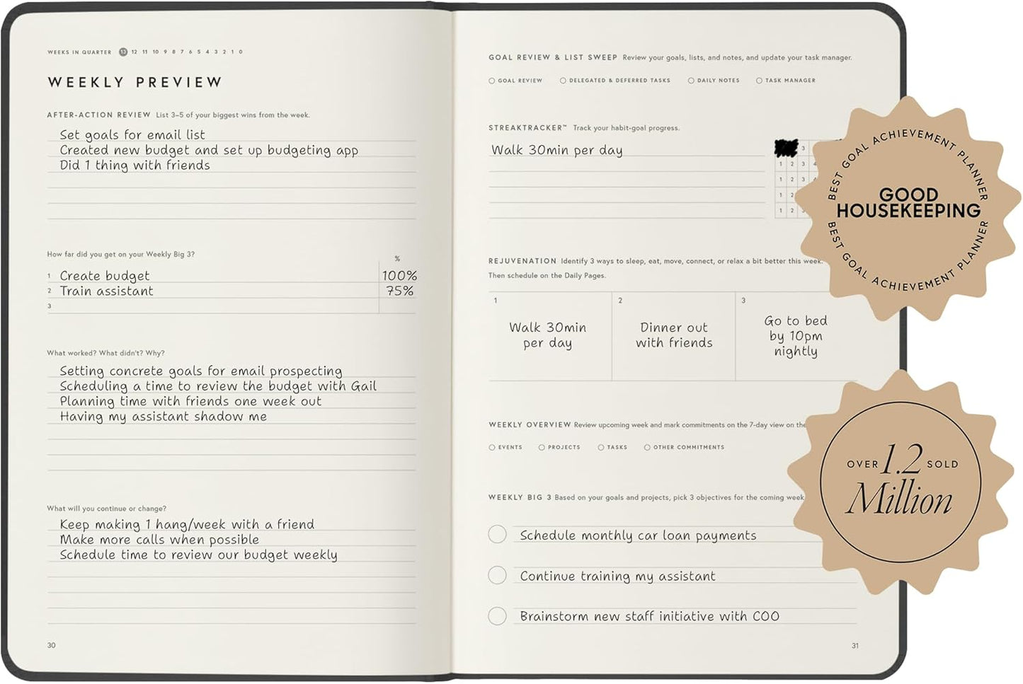 Full Focus Finch Linen Planner by Michael Hyatt - The #1 Daily Planner to Set Annual Goals, Increase Focus, Eliminate Overwhelm, and Achieve Your Biggest Goals - Hardcover