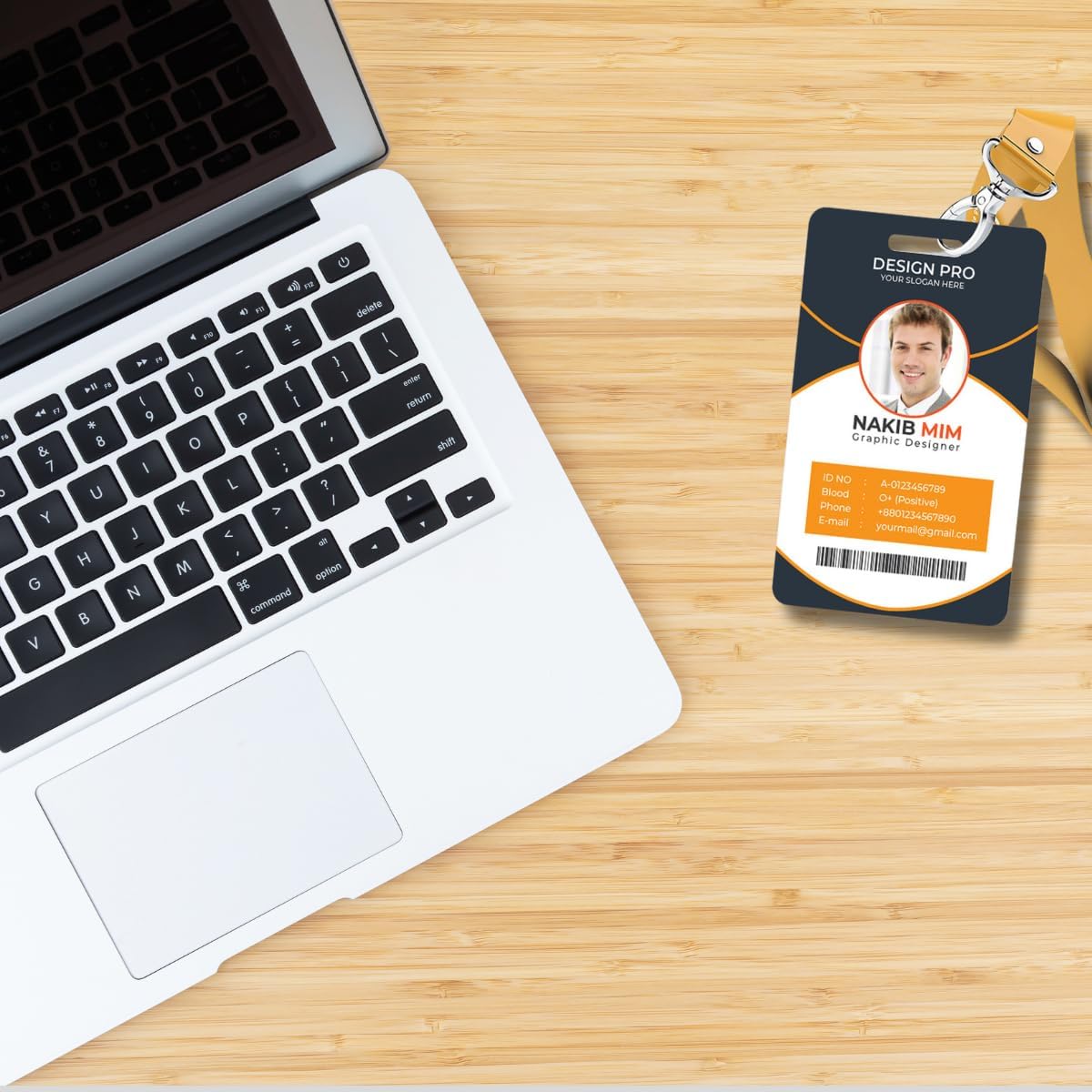 Custom ID Badge Card, Double Sided Printing, Personalized Employee Photo Identification Card, Customize Employee Badge Name Tag Picture Logo for Business Staff Events (Vertical)