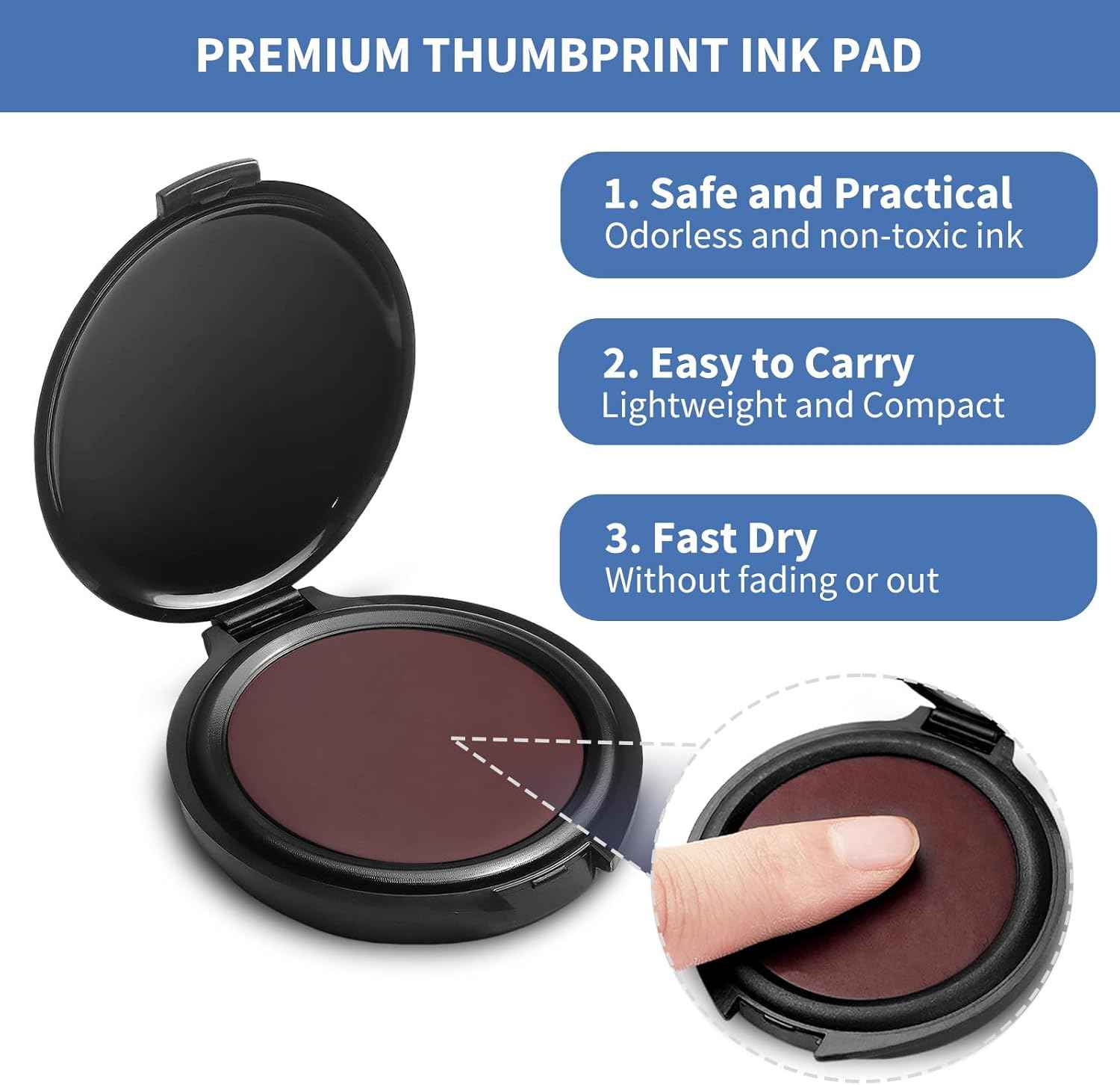 SAYEEC Fingerprint Ink Pad Thumbprint Ink Pad for Office Notary Supplies Identification Security ID Fingerprint Cards Law Enforcement Fingerprint Kit Thumb Print Ink Pad Stamp Pad (Red-2 Pack)