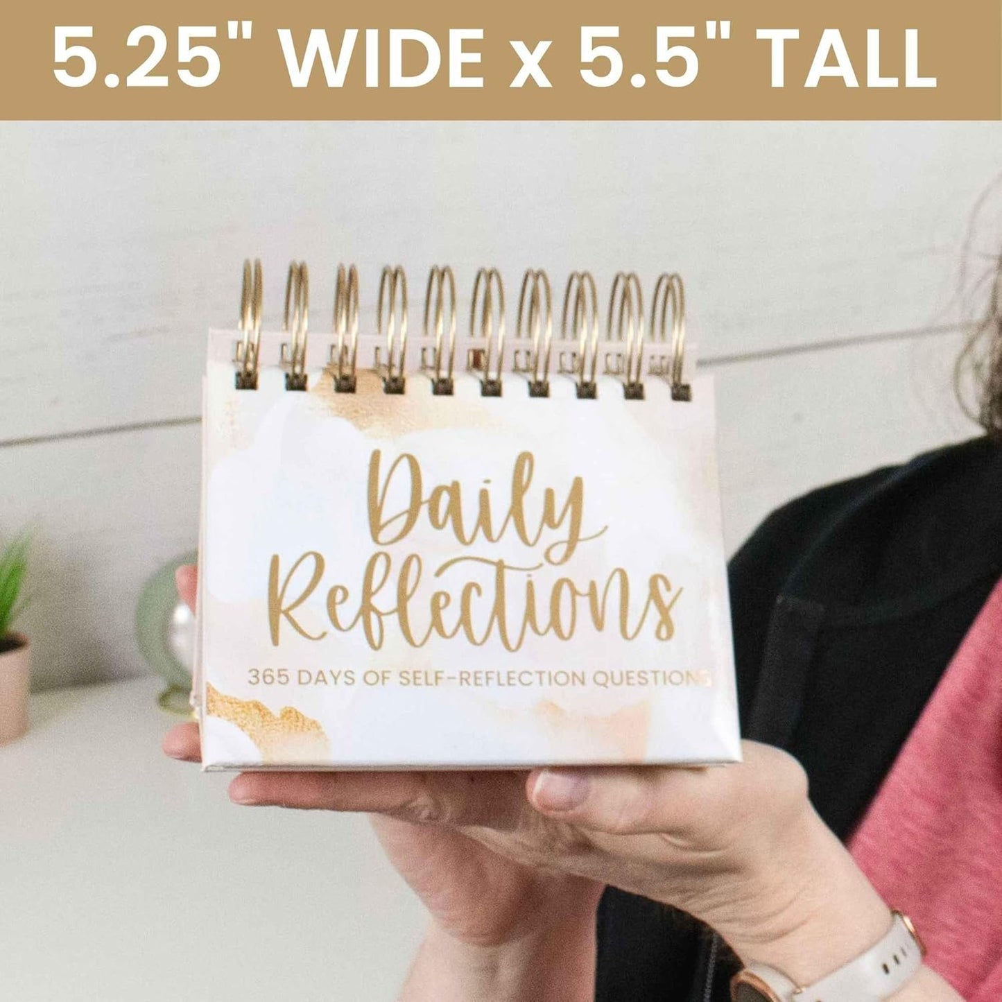 bloom daily planners Undated Perpetual Desk Easel - Motivational Inspirational Standing Flip Calendar - Page a Day (5.25" x 5.5") - Daily Mindfulness Reflection Questions