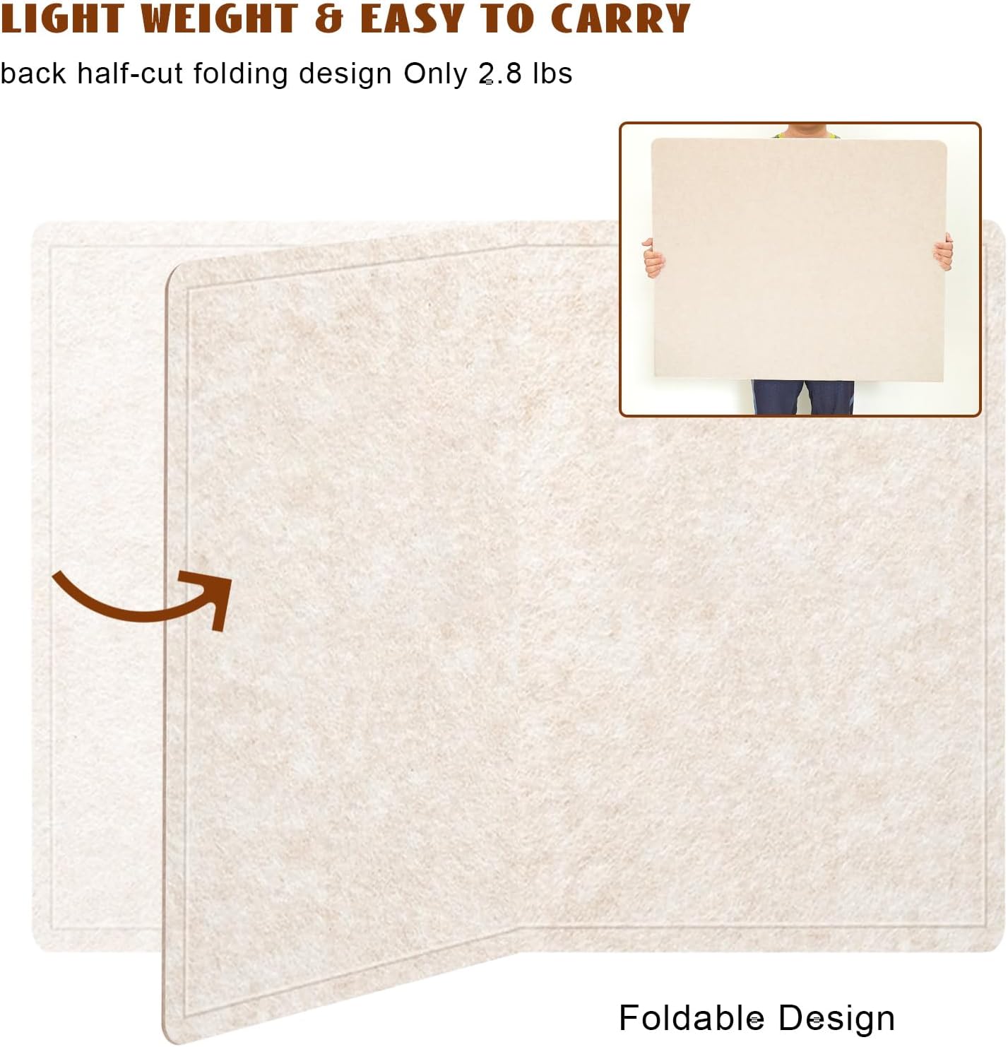 Large Bulletin Board, 48 X 36 inches Felt Board Notice Pin Board, 4' x 3'Cork Board Alternative for Wall, Self-Adhesive Vision Board Mood Board Foldable Photo Board with 30 Pushpin (Oatmeal)
