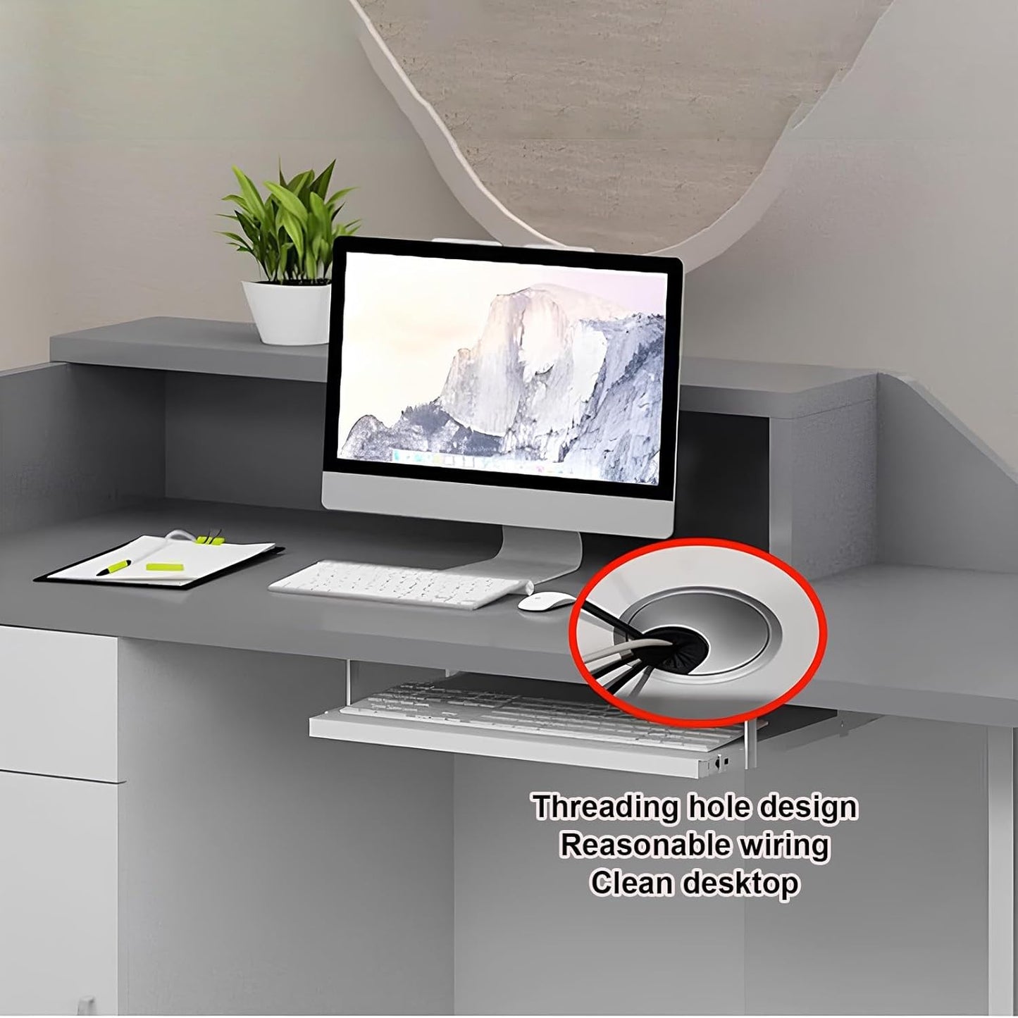Front Desk Reception Counter, Front Counter Desk with Lockable Drawer, Reception Counter, Modern Retail Counter for Checkout Office/Beauty Salon/Lobby C-right(White+natural-R,Medium)