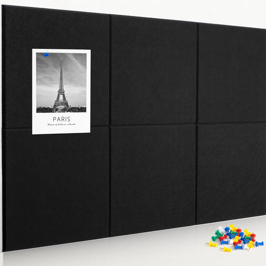 AKTOP Black Cork Bulletin Board 24"x36", 6 Pack Removable Felt Cork Board Tiles for Wall, Large 2 x 3 Bulletin Board Notice Pin Board for Office, School & Home, 24 Safe Adhesive Tabs, 20 Pushpins - Lumora Desk