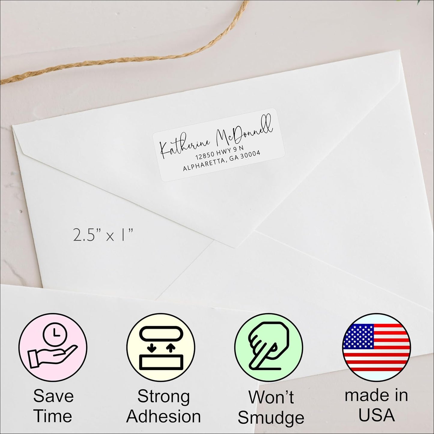 White Address Labels - Personalized Name Stickers, Custom Printed Return Mailing and Shipping Labels for Envelopes, Packages, Business, Home Use (Signature) - Lumora Desk