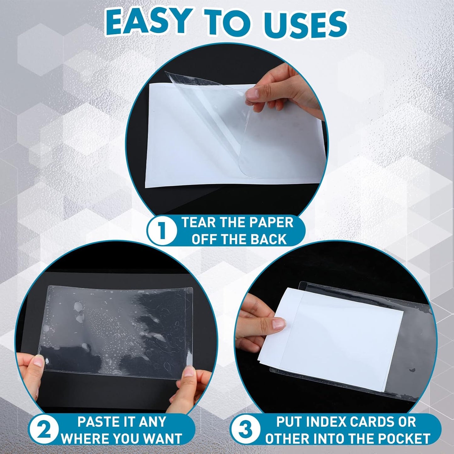 Outus Self Adhesive Shop Ticket Holders Clear Plastic Sleeves Adhesive Pockets Work Order Job Ticket Holders for Home Office Posting Signs(5 x 8 Inch,60 Pcs)