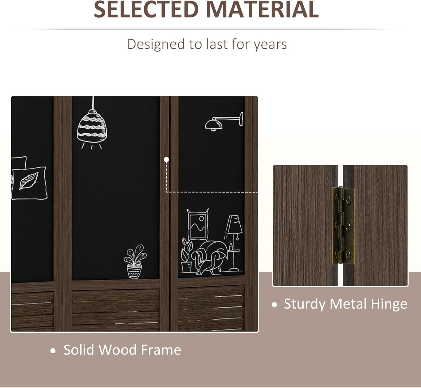 NicBex Room Divider 4 Panel Room Dividers with Black Boards Partition Room Dividers and Folding Privacy Screens 5.5 FT Wall Divider for Home, Office, Room Separation,63.75"W x 0.75"D x 67.75"H,Brown - Lumora Desk