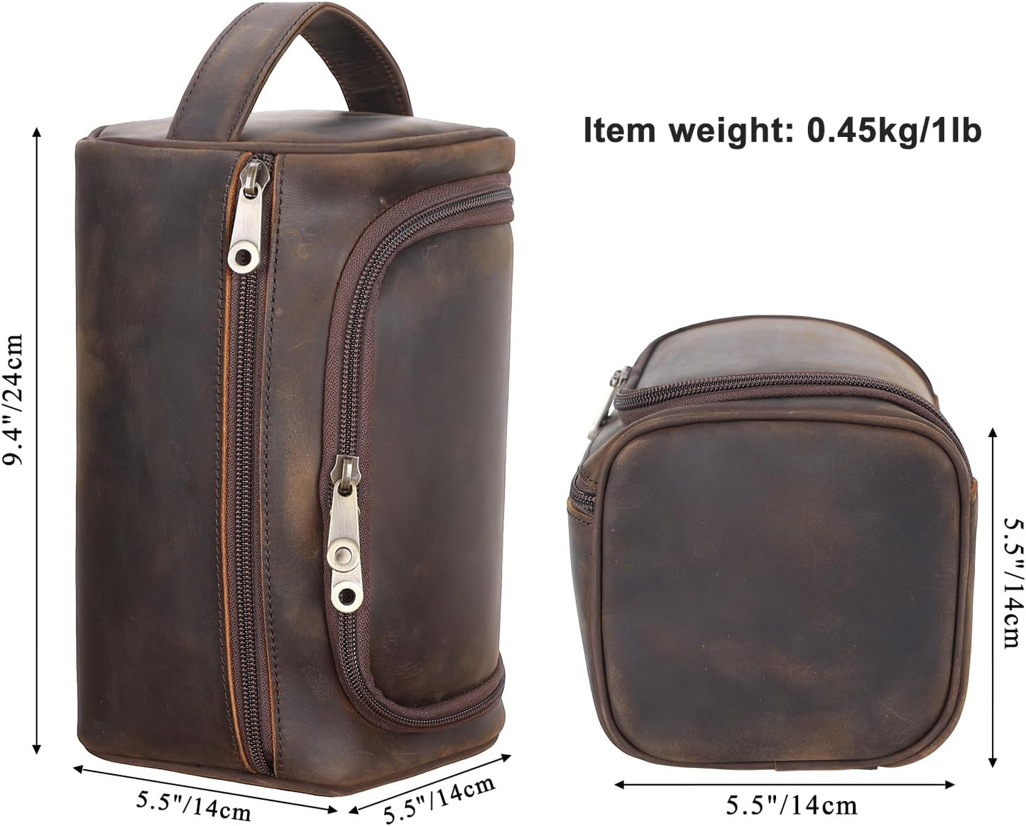 TIDING Mens Leather Hanging Toiletry Bag Travel Shaving Kit Portable Makeup Cosmetic Organizer Wash Case