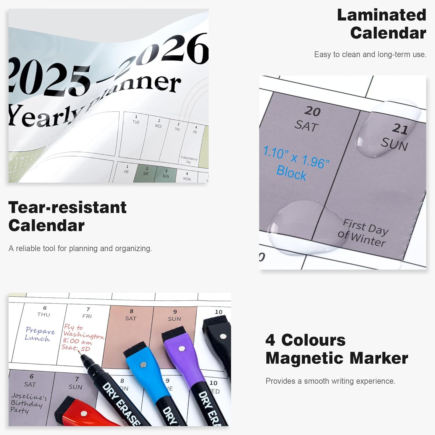 Ospelelf 2025 Wall Calendar Large 32'' x 48'' Dry Erase Laminated Calendar for Wall, 12 Month Big Family Calendar, Use July 2025 - June 2026 (Morandi)