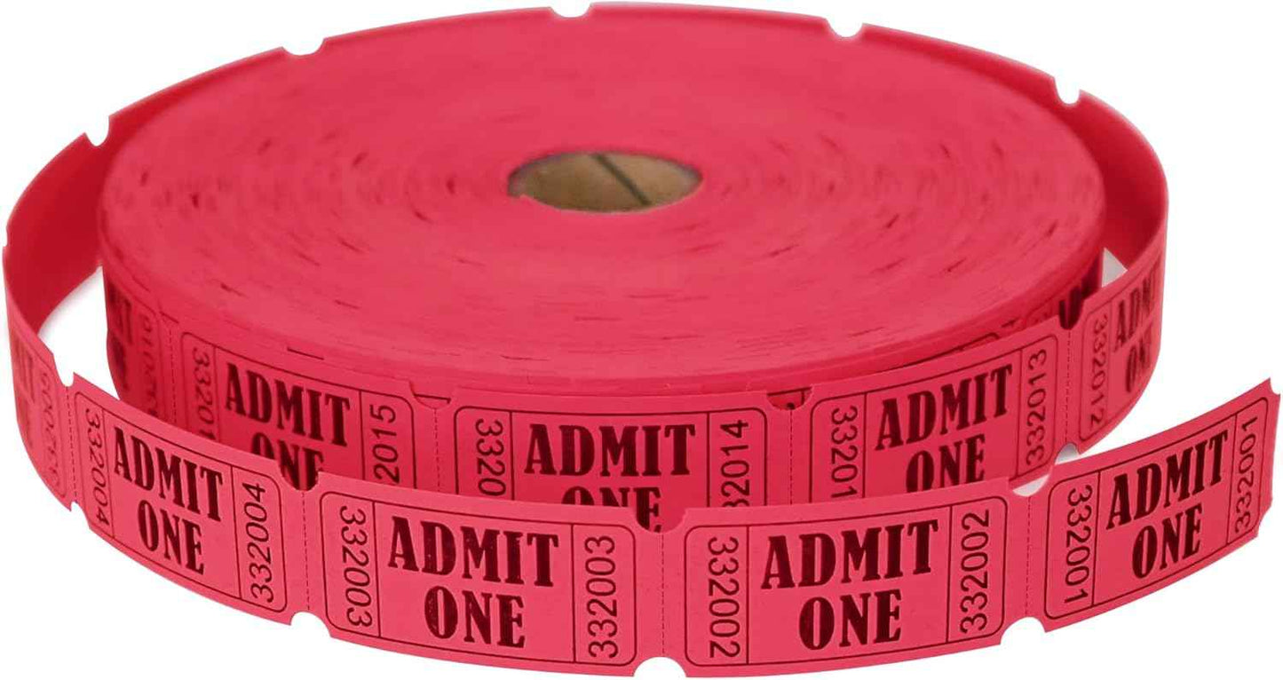 L LIKED 2000 Red Raffle Tickets with Perforations and Consecutive Numbers,Single Ticket Roll for Events, Carnivals, Door Prizes & Drinks