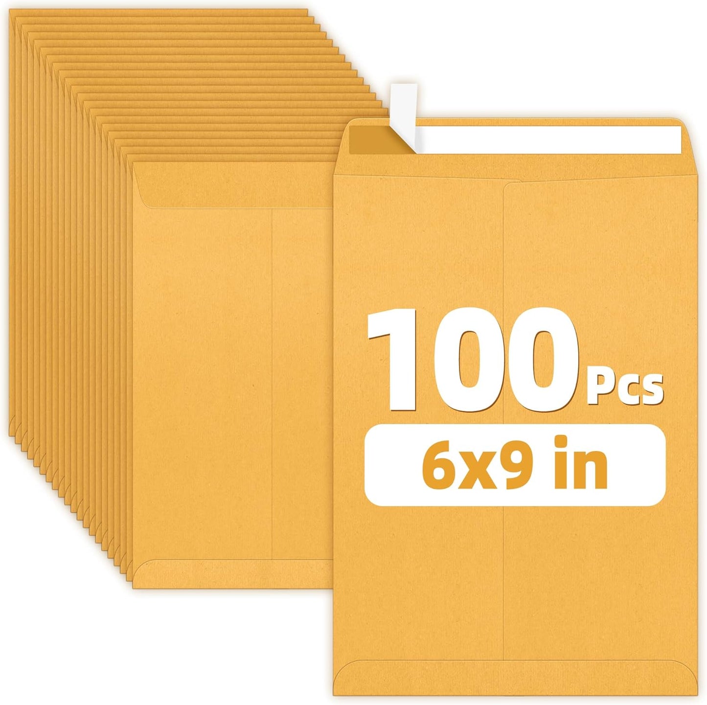 SUNEE 6x9 Envelopes Self-Seal Catalog Mailing Envelopes -100 Count, Ultra Strong Quick-Seal, 6x9 inch Brown Kraft Manila Envelopes Security Envelopes - Lumora Desk