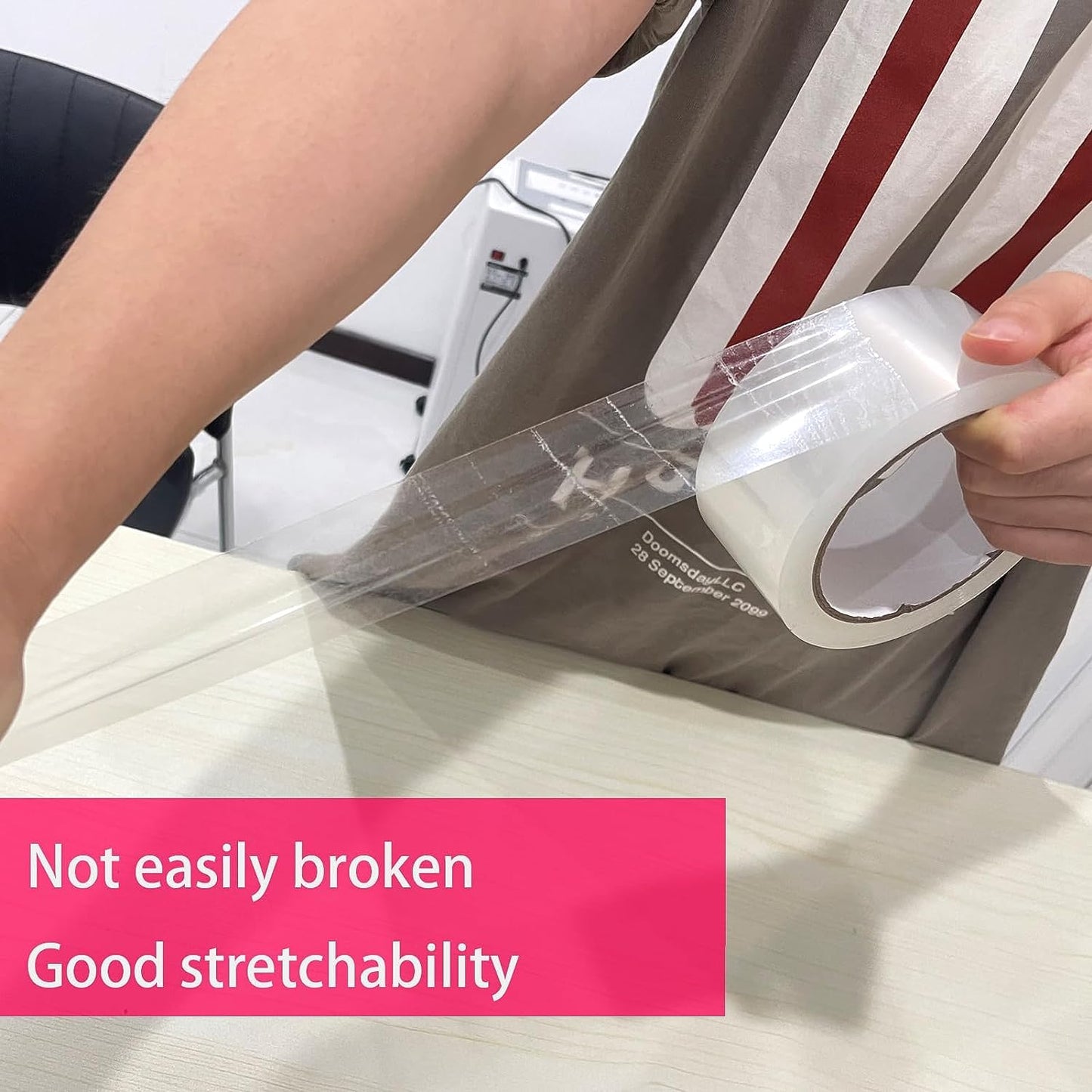 Clear Packing Tape with Tape Gun - Strong Adhesive, Ideal for Shipping and Packaging,6 Rolls 2 Inch X 110 Yards Shipping Packaging Tape