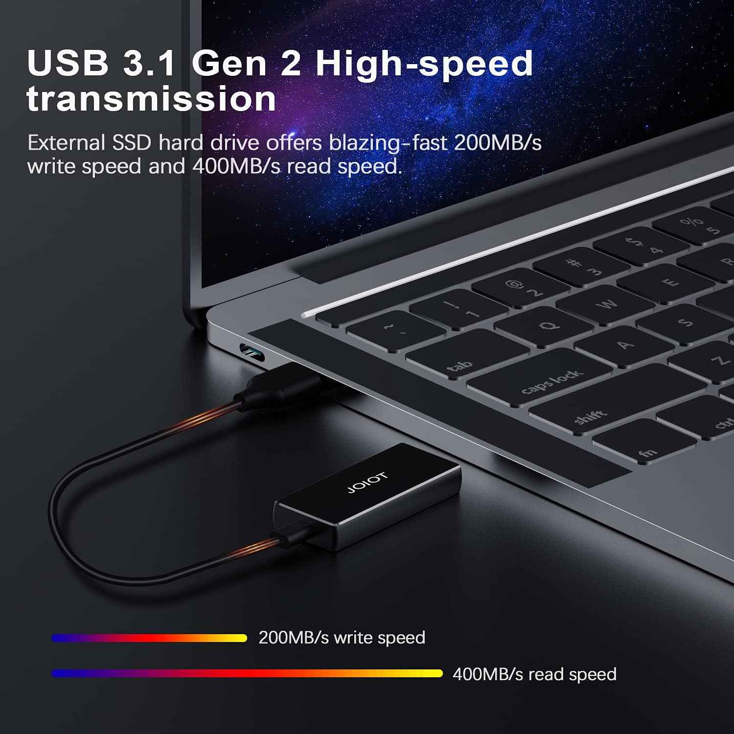 JOIOT 250GB Portable External SSD,Portable SSD USB 3.2 Type C Ultra-Light External Solid State Drive, Mini Portable Solid State Drive for Mac Windows Android Linux(250GB)