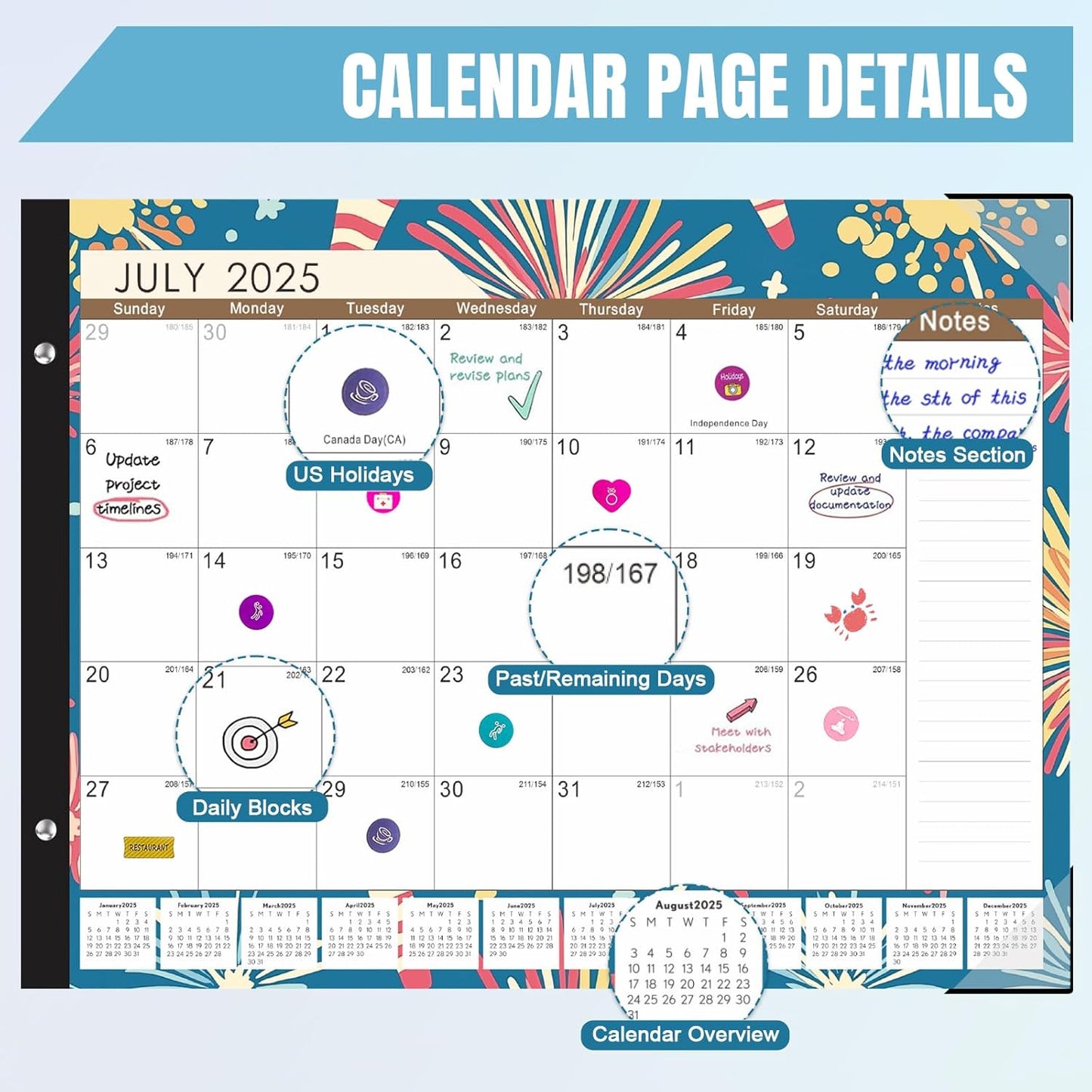 Gannyfer Desk Calendar 2025-2026, Large 22"x17" Monthly Calendar, July 2025 - Dec 2026, 18 Month Yearly Desktop Pad Calendar,Office Supplies Perfect for Home, School or Office(6 Stickers Included)