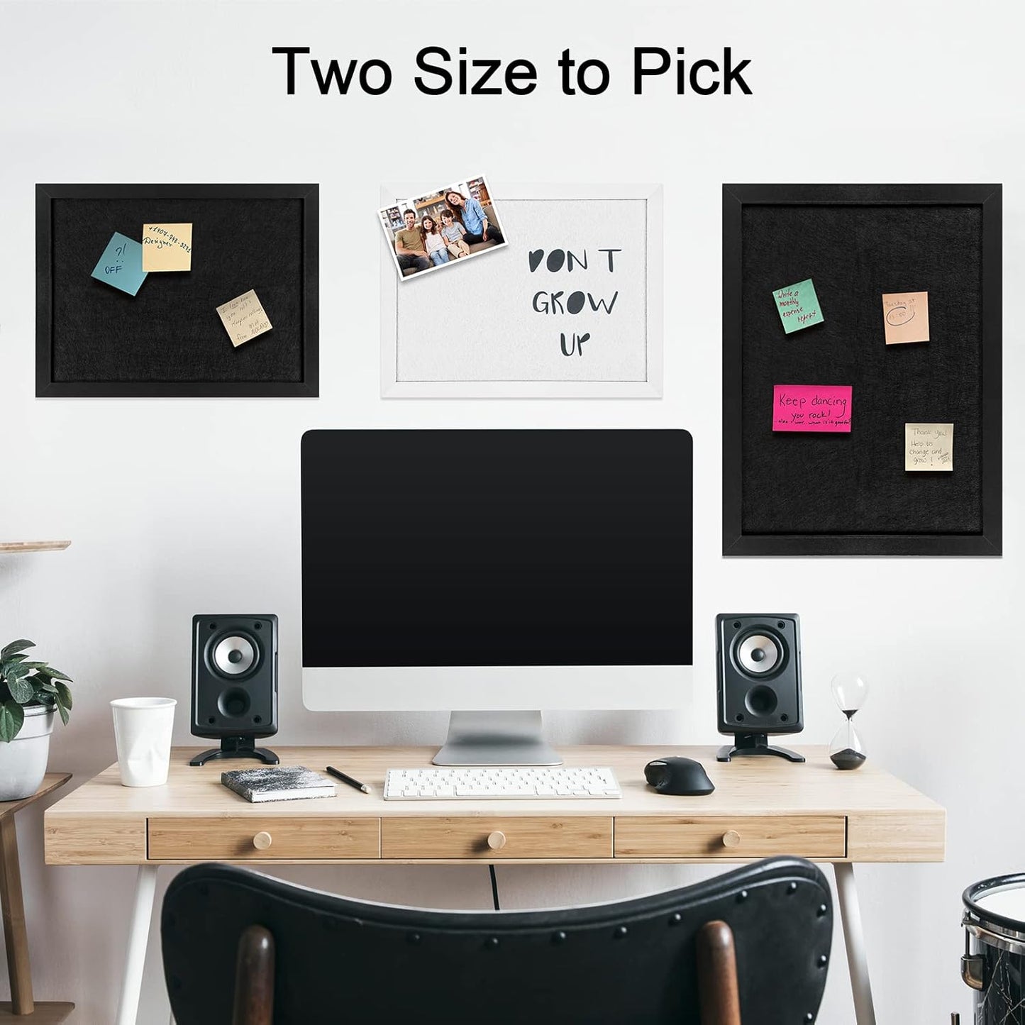 TORASO Cork Board Bulletin Board, Cork Boards for Walls with Pins, Eye Bolts, gaskets, Screws, Pin Board for Office, School and Home (All Black, 17“x23-1P) - Lumora Desk