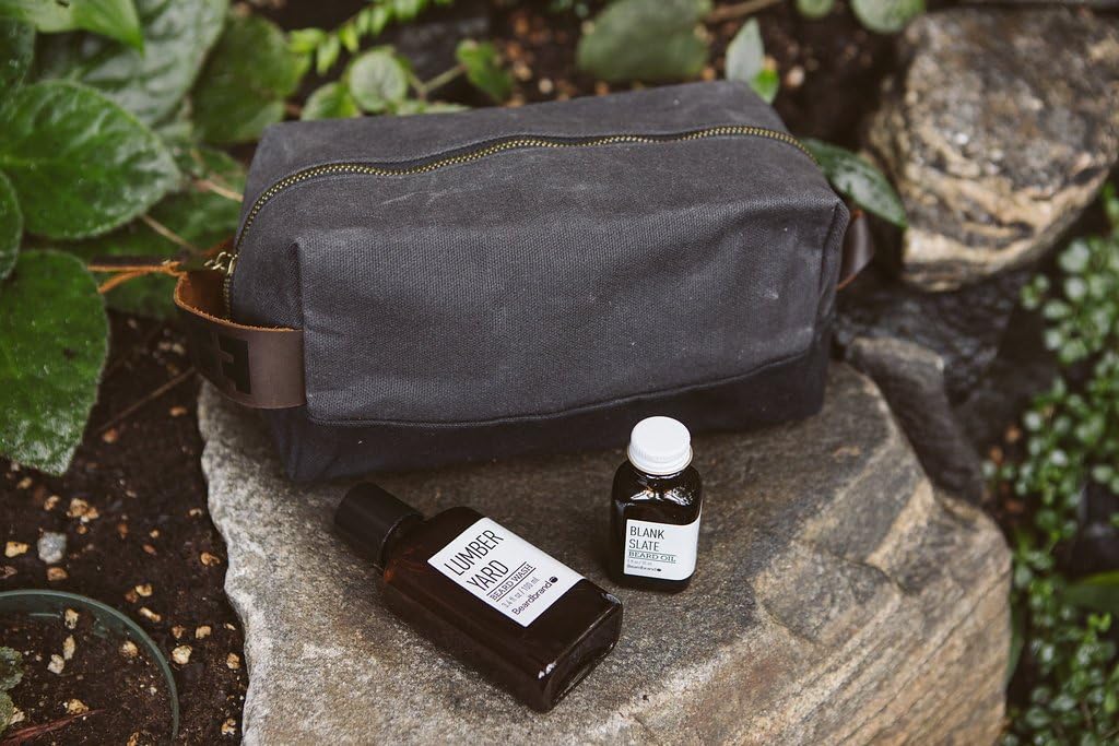 FAT FELT the DOPP KIT | Waxed Cotton Canvas shave and toiletries bag with leather handle