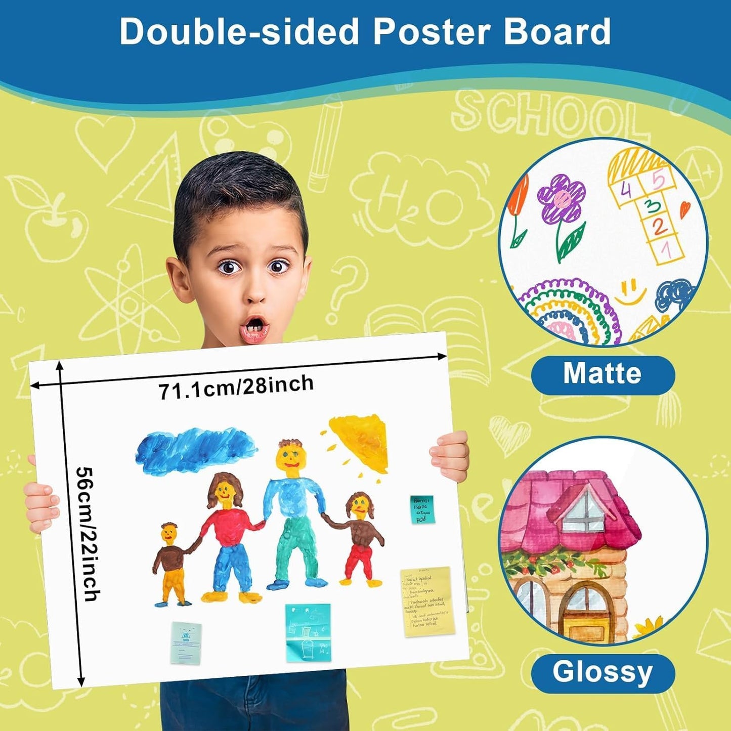 25 Pcs Poster Board 22" x 28" White Poster Paper Bulk, ROOKEA 250 GSM Vision Board for School Arts Craft Projects Presentations Drawing Scrapbooking Blank Graphic Display Office Supplies