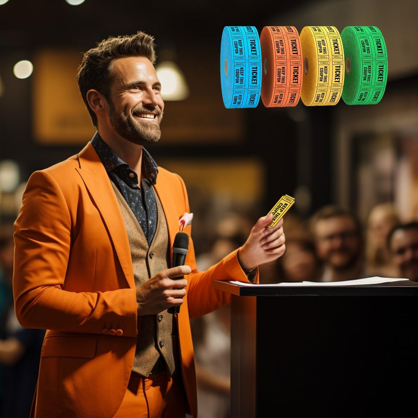 2000 Methdic Green Raffle Tickets (4 Color Selection), Double Roll, Ticket for Events, Entry, Class Reward, Fundraiser & Prizes