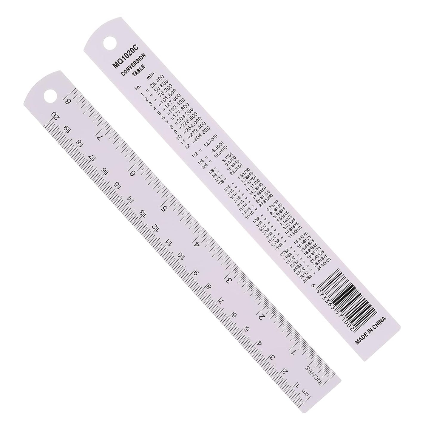 PATIKIL 20cm/8" Metal Ruler, 2 Pack Aluminum Alloy Rulers with Centimeters, Millimeters, Inches and Conversion Table Straight Edge Ruler for Writing Machinist Drafting, Purple
