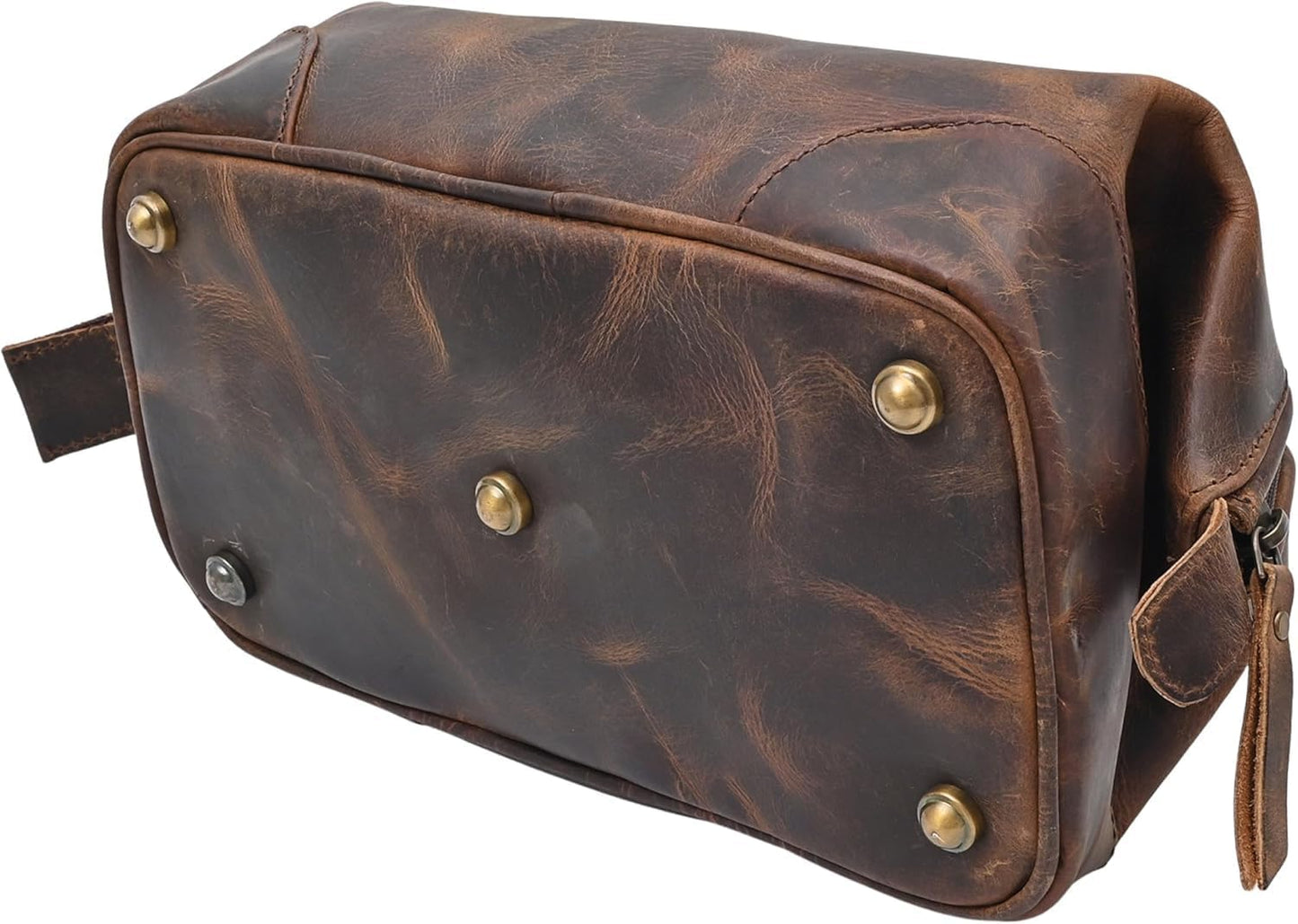 Leather Toiletry Bag for Men & Women with water resistant lining, Grooming kit, Travel Pouch, Unisex wash bag for Toiletries, Gifts for Men and Women