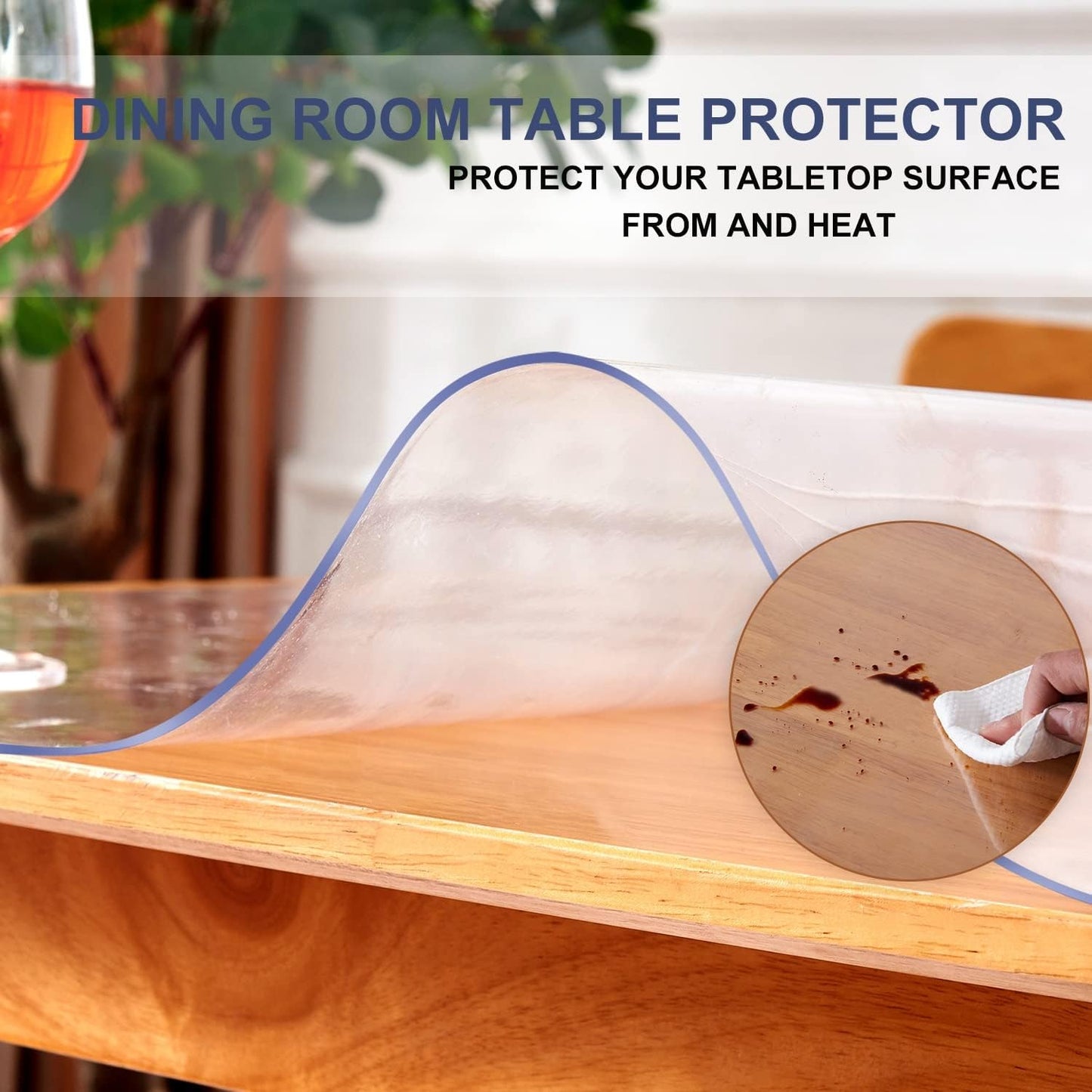 Rectangular Transparent Table Mat Clear PVC Table Protector Glass Desk Mat Waterproof Table Pad Plastic Desk Protector for Dresser Night Stand Vanity Desk Writing Desk 14x18 Inch Anti-scratch Non-slip