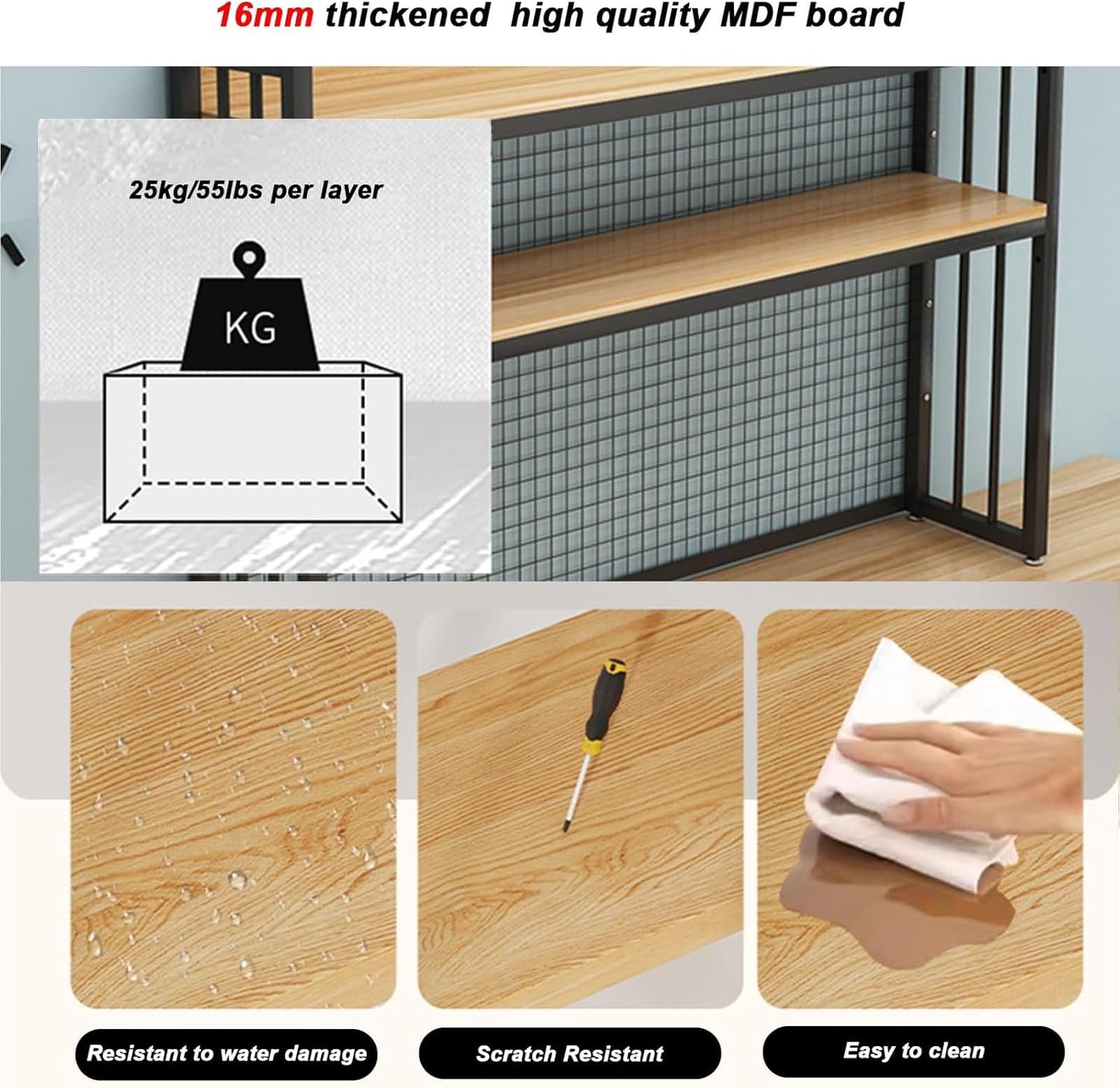 FPIGSHS Adjustable Desk Bookshelf Organizer Rack, Desktop Bookcase for Computer Desk，Office Supplies Organizers and Accessories Storage Display Shelf (E, 115cm)