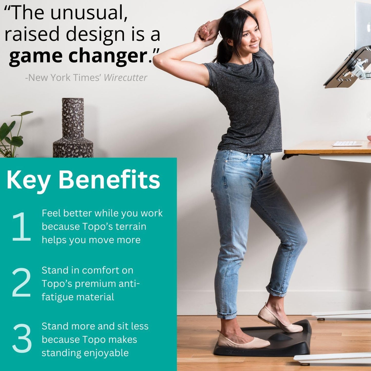 Topo Mini by Ergodriven | The Smaller Not-Flat Standing Desk Anti-Fatigue Mat with Calculated Terrain (Mulberry Purple)