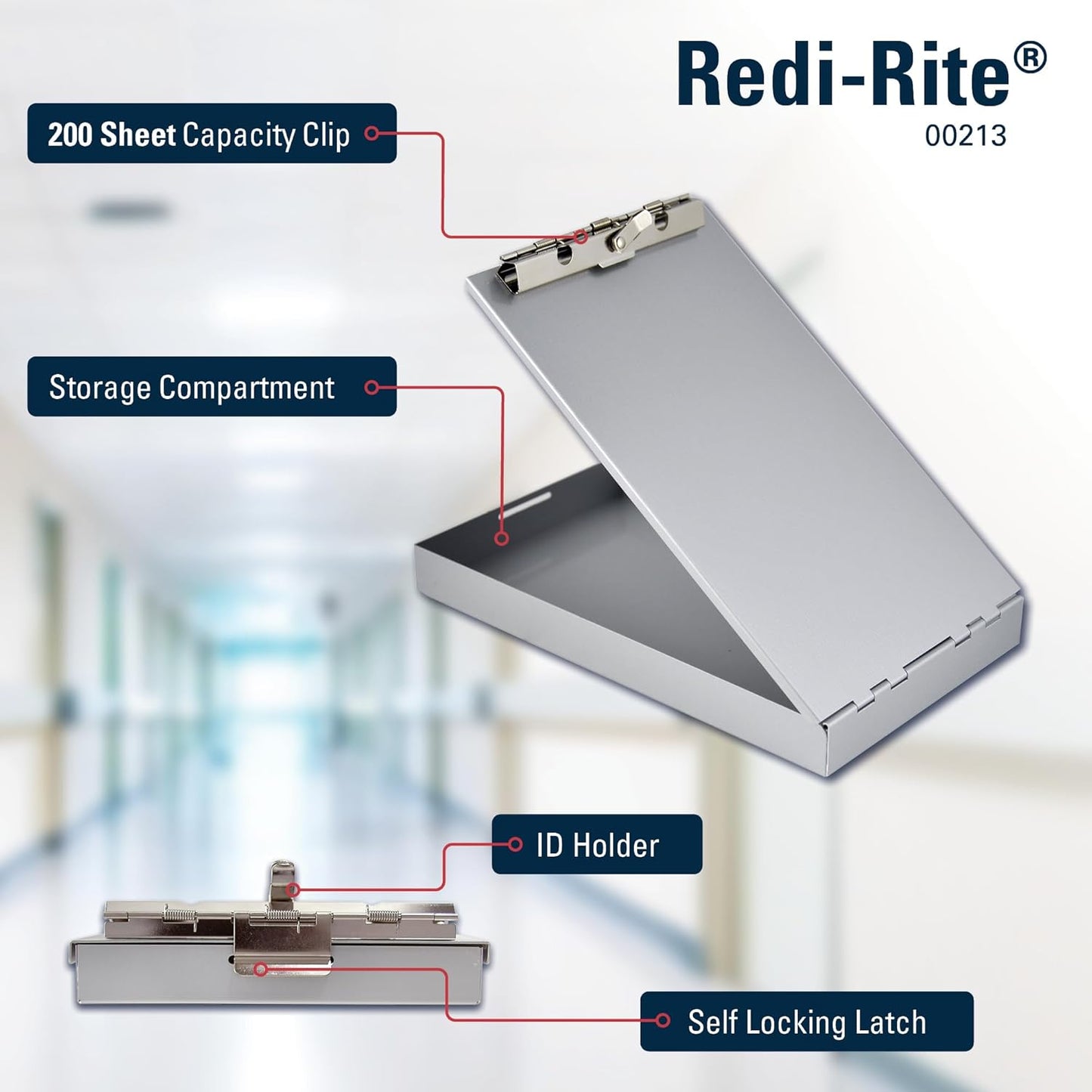 Saunders Silver Memo Size Aluminum Redi Rite Storage Clipboard with 1 Inch Storage Compartment and Self Locking Latch - Form Holder Perfect for Contractors, Truckers, and Office Use