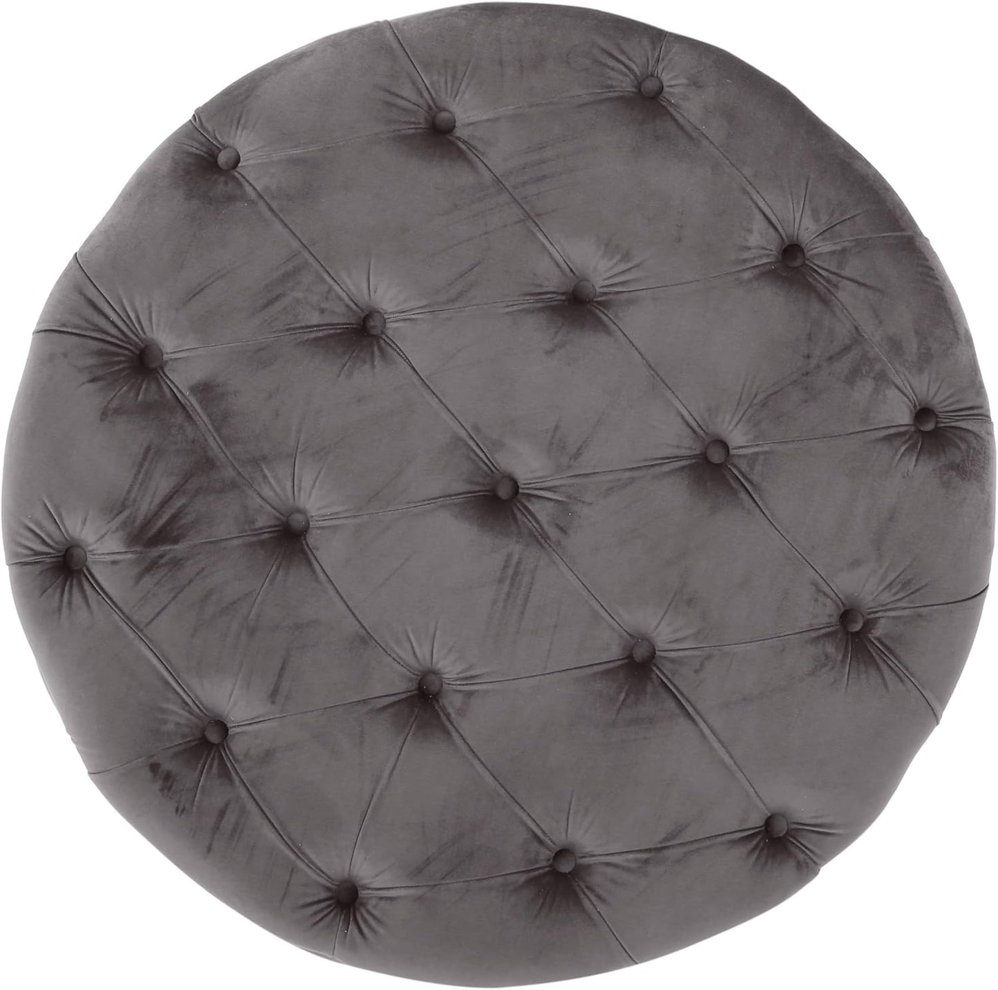 29.5'' Velvet Ottoman Large Round Ottoman Coffee Table Button Tufted Upholstered Foot Stool Oversized Footrest for Living Room Bedroom (Grey)