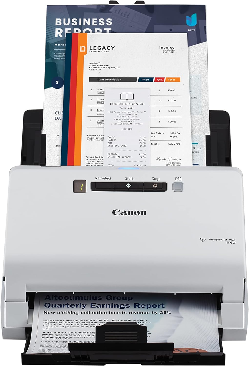 Canon imageFORMULA R40 Office Document Scanner Receipt Edition, for PC and Mac, Scan & Extract Data to QuickBooks Online, Color Duplex Scanning, Auto Document Feeder, Easy Setup for Office Or Home Use - Lumora Desk