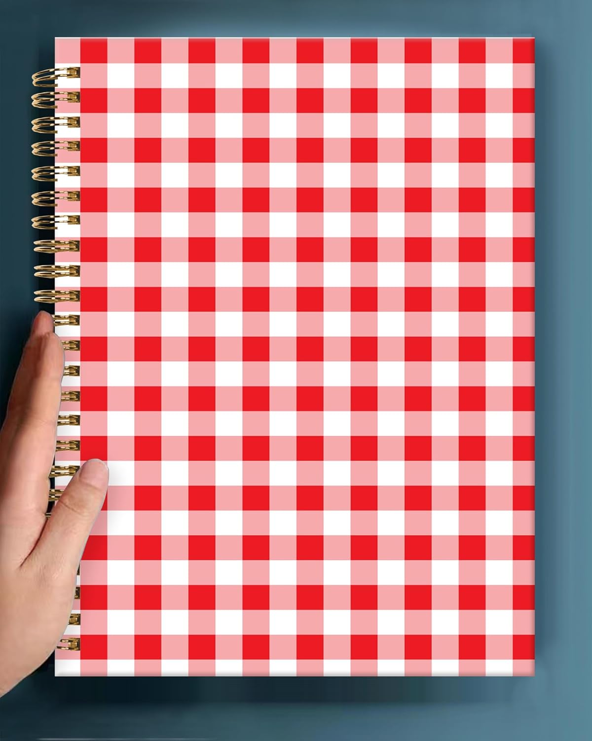 Spiral Journal Notebook,A5 Hardcover Lined Journals for Women Girl 6 x 8.3 in,120 Pages Thick Paper,Cute College Ruled Writing Notebook for Gifts Office Work School(Red White Checkered)